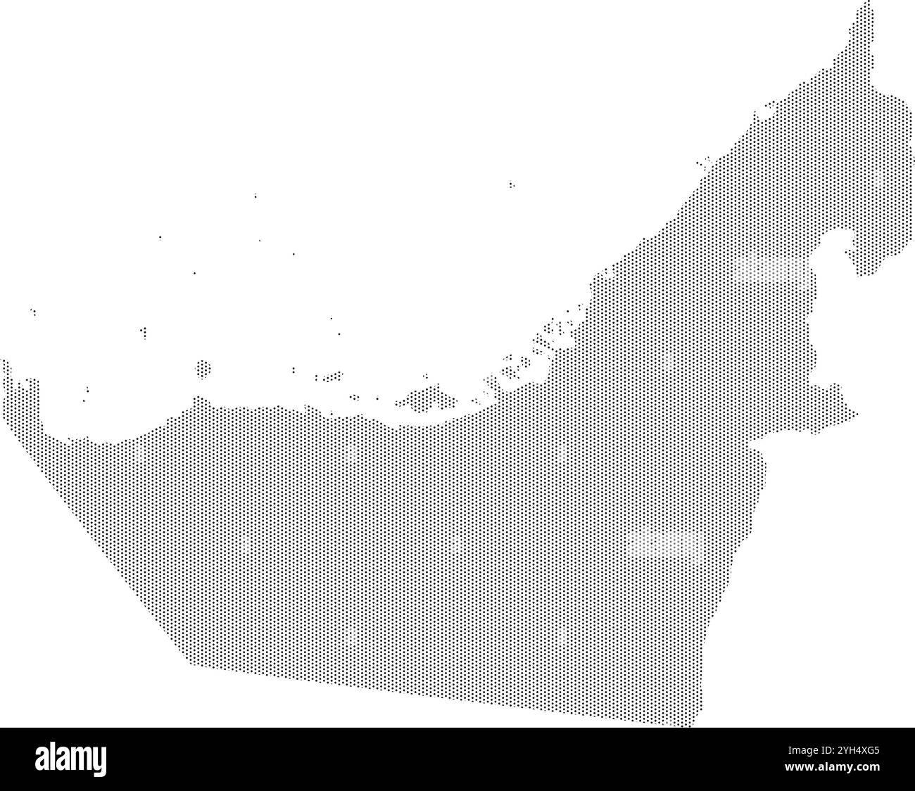 Mappa degli Emirati Arabi Uniti con illustrazione vettoriale con pattern tratteggiato Illustrazione Vettoriale