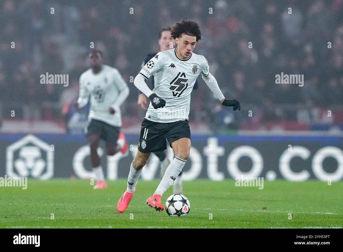 Bologna, Italia. 5 novembre 2024. Maghnes Akliouche di AS Monaco durante la fase MD4 di UEFA Champions League 2024/25 tra Bologna FC e AS Monaco allo Stadio Renato Dall'Ara il 5 novembre 2024 a Bologna. Crediti: Giuseppe Maffia/Alamy Live News Foto Stock