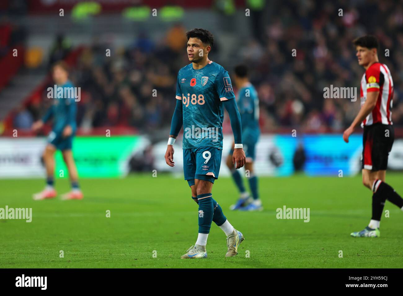 Brentford, Londra, Regno Unito. 9 novembre 2024; Gtech Community Stadium, Brentford, Londra, Inghilterra; Premier League Football, Brentford contro Bournemouth; Evanilson della AFC Bournemouth Credit: Action Plus Sports Images/Alamy Live News Foto Stock