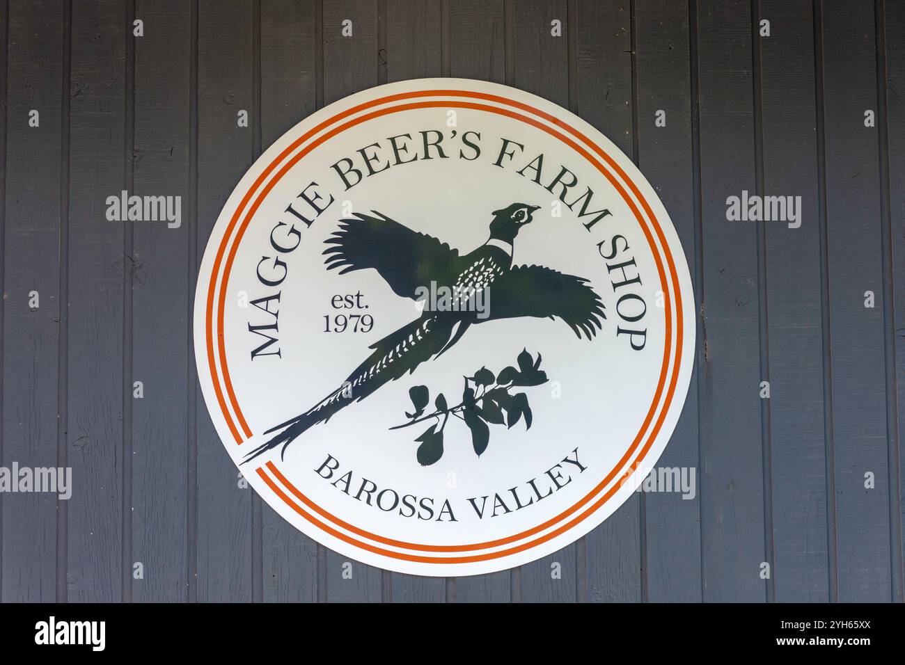 Cartello d'ingresso al Maggie Beer's Farm Shop, Pheasant Farm Road, Nuriootpa, Barossa Valley, Australia meridionale, Australia Foto Stock