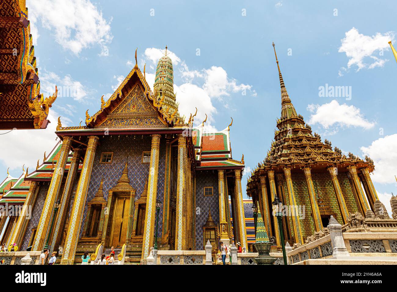 Splendida architettura del Grand Palace di Bangkok Foto Stock