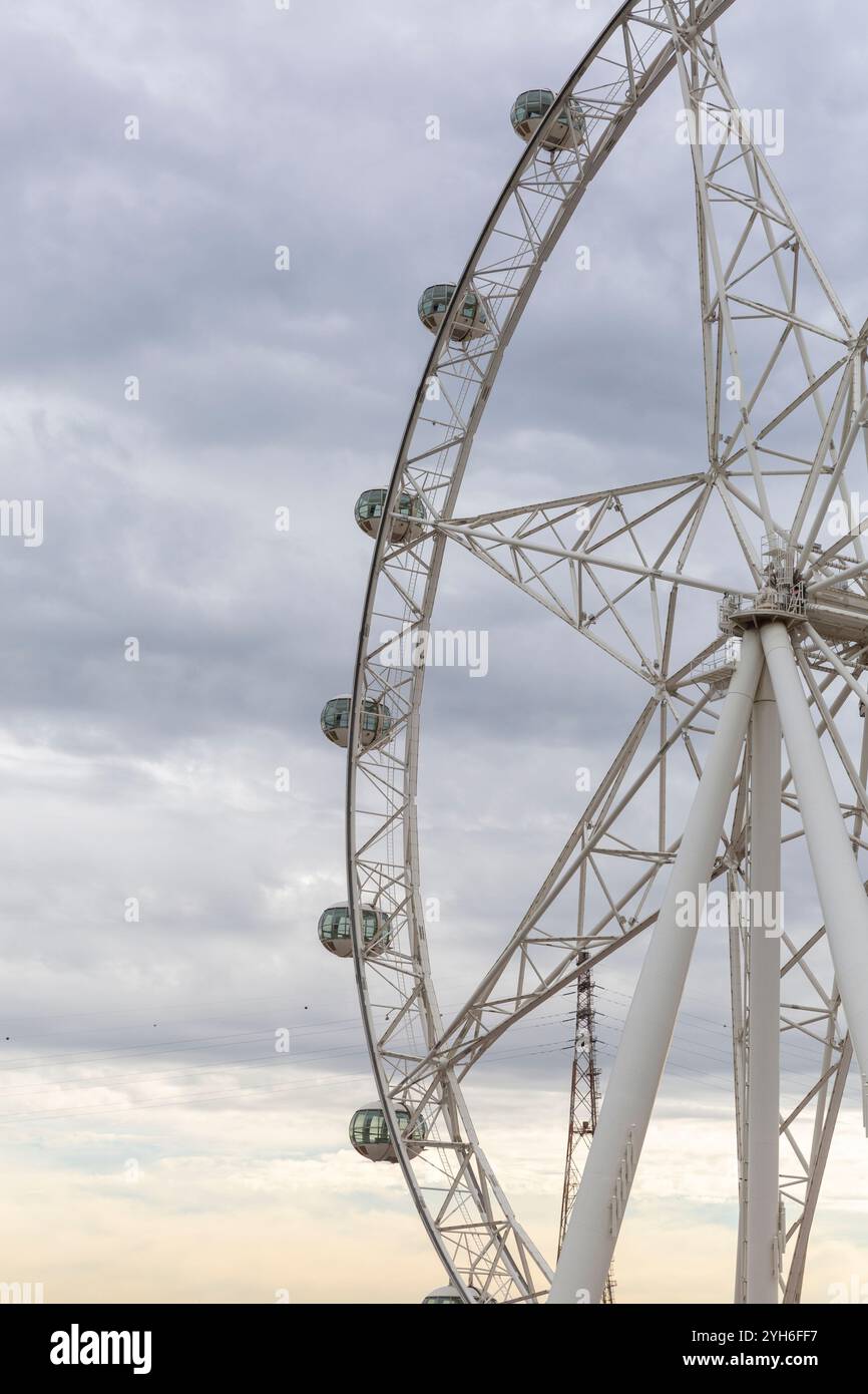 The Melbourne Eye, Ferris and Observation Wheel presso Docklands, Melbourne in un giorno coperto d'inverno Foto Stock