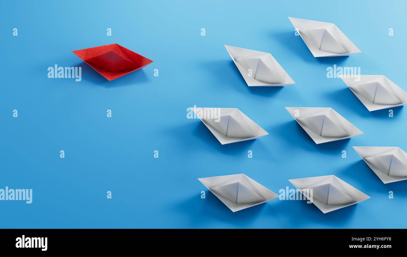 La carta 3D Concept viene spedita in direzione opposta con sfondo nero isolato.rendering 3D su sfondo blu. Foto Stock