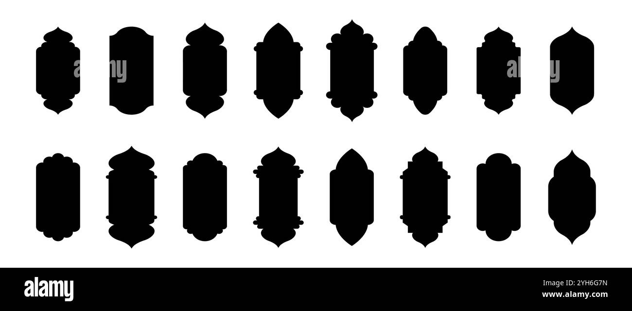 Forme del Ramadan. Architettura indiana. Sagome della porta araba. Illustrazione vettoriale in stile orientale Illustrazione Vettoriale