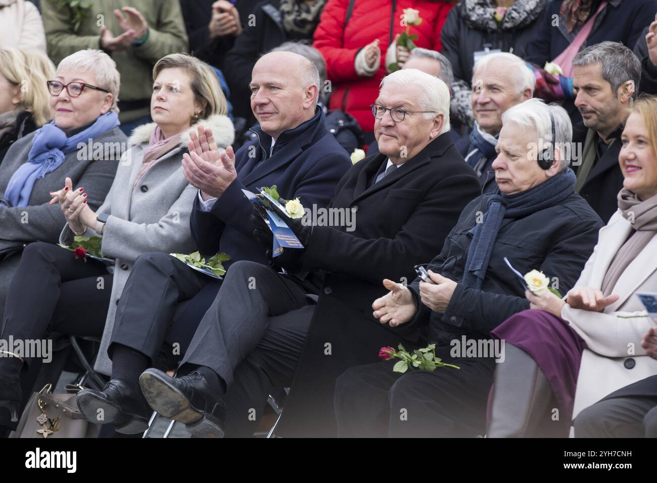 Evelyn Zupke (Commissario federale per le vittime della dittatura SED), Kai Wegner (sindaco di Berlino), Frank-Walter Steinmeier (federale Foto Stock