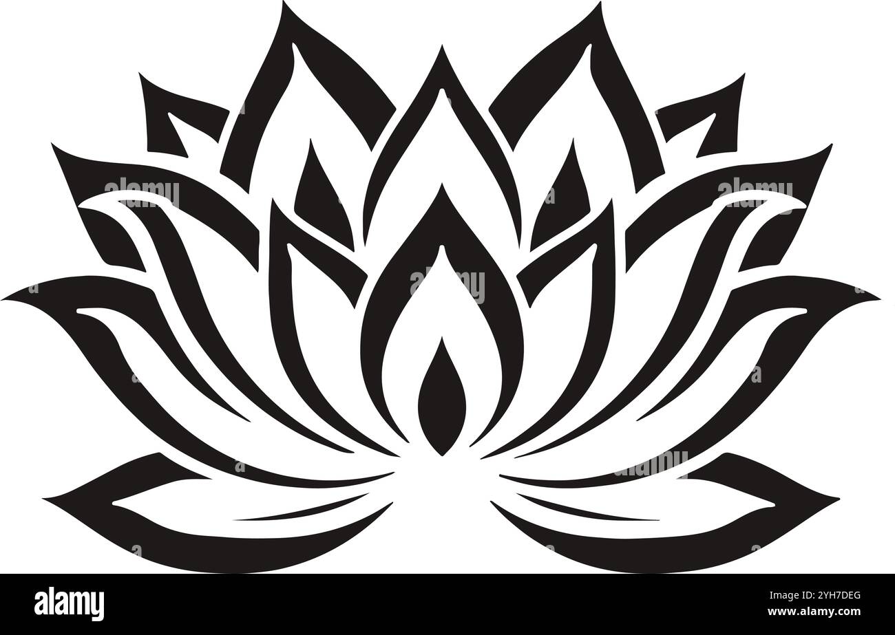 Illustrazione vettoriale della silhouette Lotus Flower minimalista Illustrazione Vettoriale
