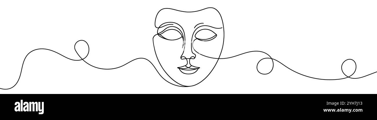 Un'illustrazione a linea continua di una maschera medica. Line art di maschera medica Illustrazione Vettoriale