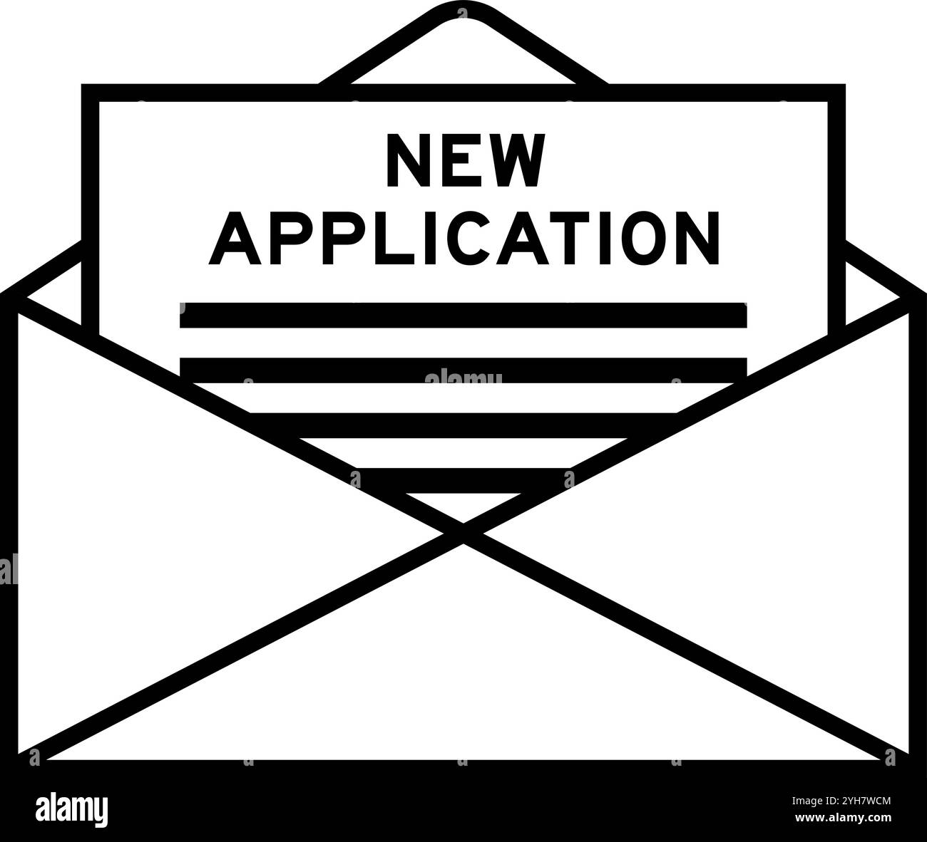 Busta e lettera con la parola nuova applicazione come titolo Illustrazione Vettoriale