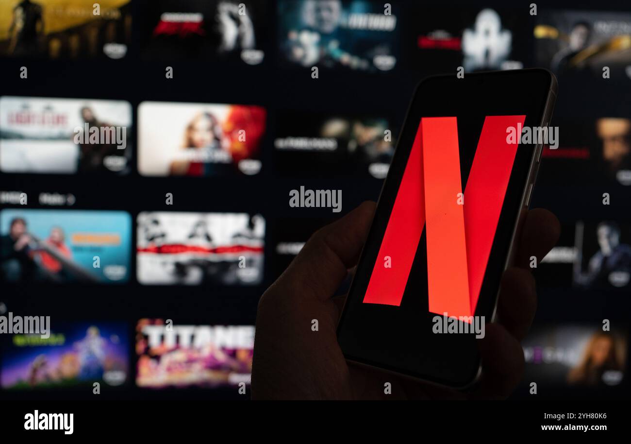 Logotipo servizio di streaming Netflix Foto Stock