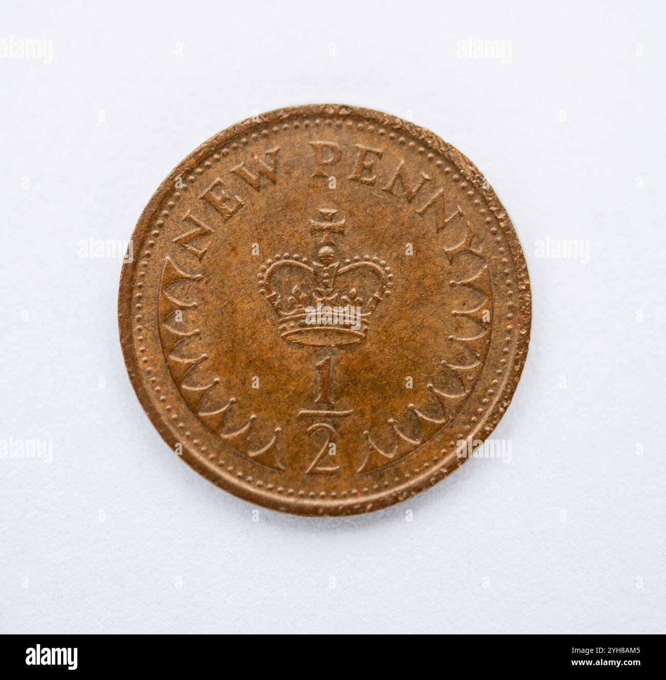 Lato posteriore di una moneta britannica da mezzo pence Foto Stock