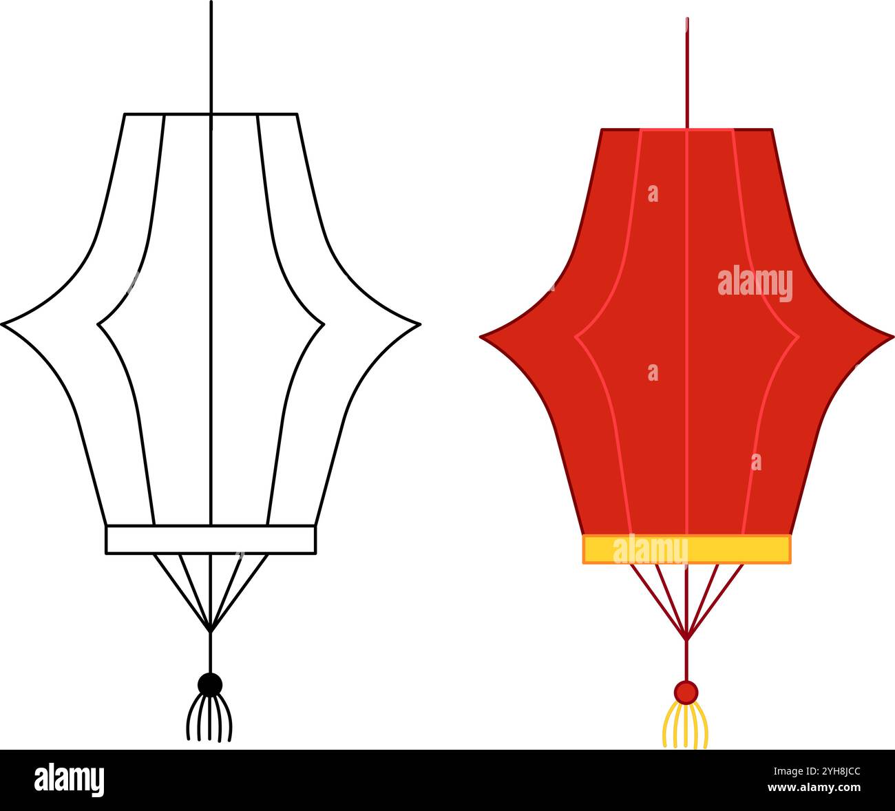 Elementi di design della lanterna cinese per il Festival di metà autunno e il Capodanno cinese. Illustrazione di un cartone animato vettoriale Illustrazione Vettoriale