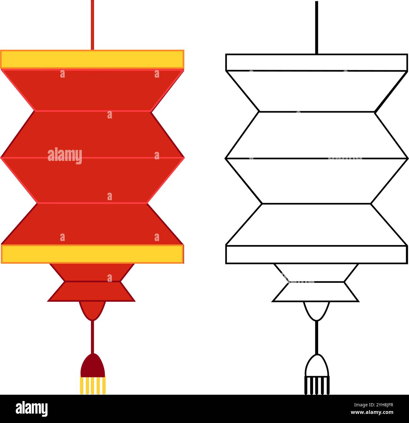 Lanterna di vendita del capodanno cinese, striscione rosso e oro, biglietto di auguri. Illustrazione di cartoni animati Vector isolato Illustrazione Vettoriale