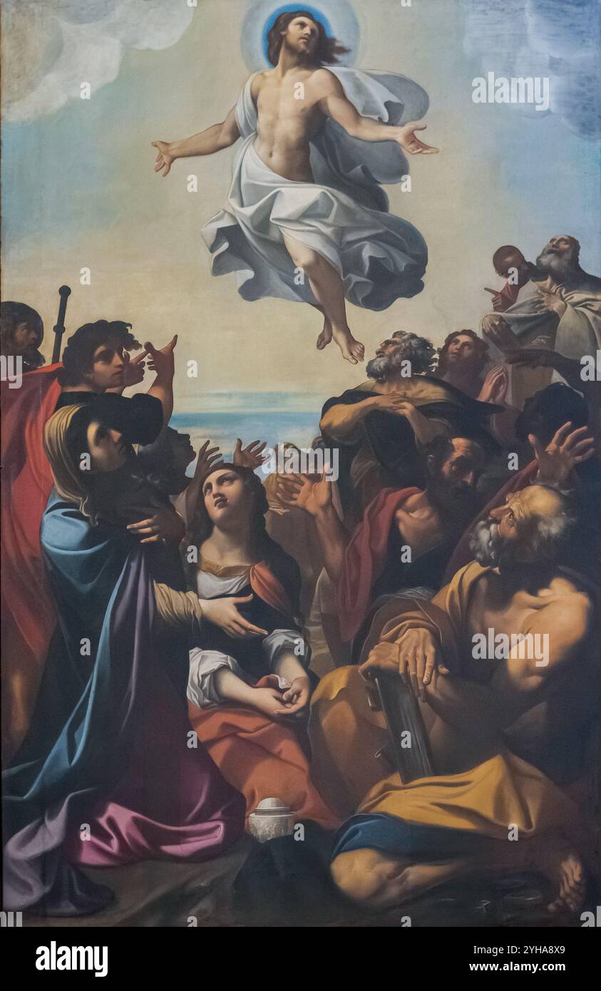 Lodovico Carracci, l'ascesa di Gesù, seconda metà del XVI secolo, pala d'altare, olio su tela; Chiesa di San Cristino a Bologna, Emilia-Romagna, Foto Stock