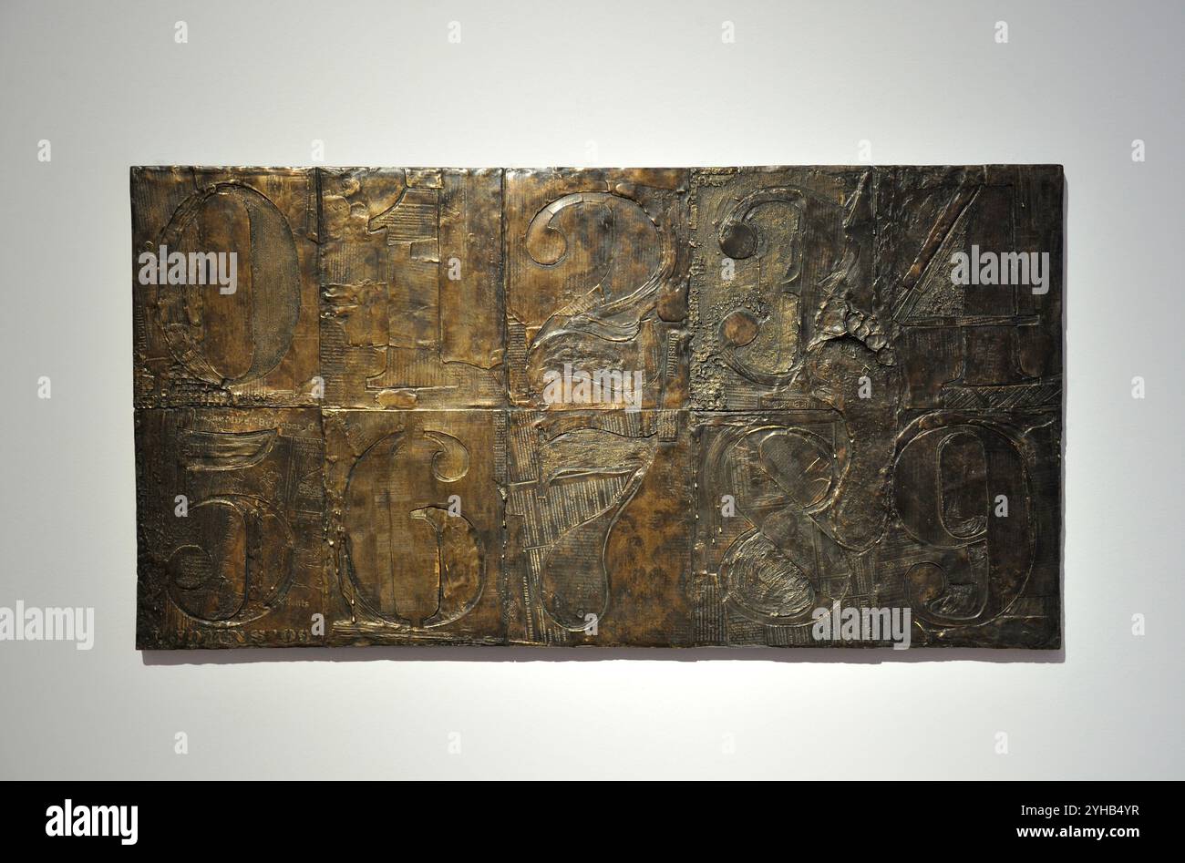 0-9 (With merce's Footprint) di Jasper Johns (2009), asta stimata di 3-5 milioni di dollari, esposta al Christie's di New York, NY l'8 novembre 2024. (Foto di Stephen Smith/SIPA USA) Foto Stock