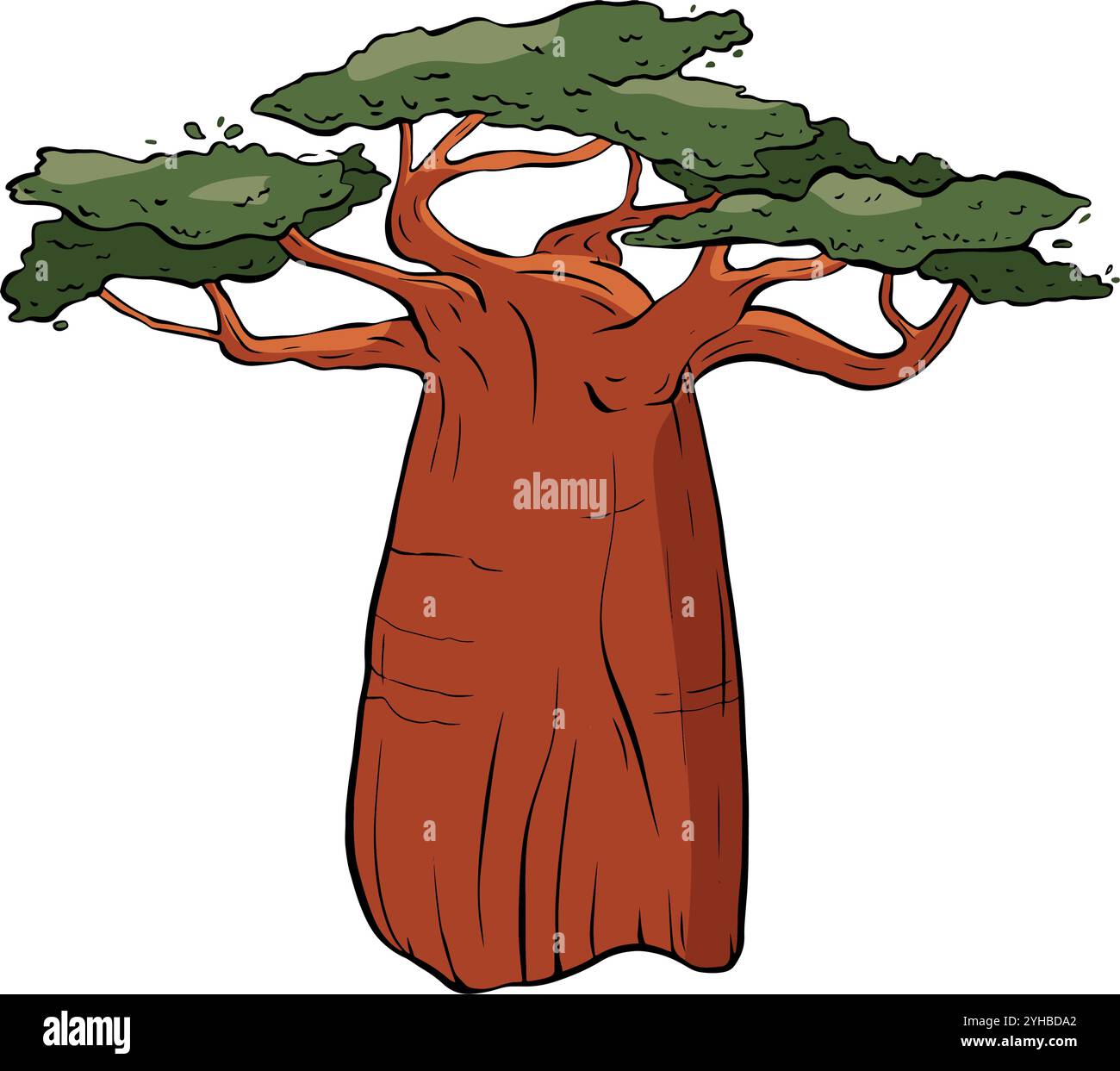 Si tratta di una rappresentazione stilizzata di un albero di Baobab, che mostra la sua bellezza e le sue caratteristiche uniche. Illustrazione dello schizzo vettoriale Illustrazione Vettoriale