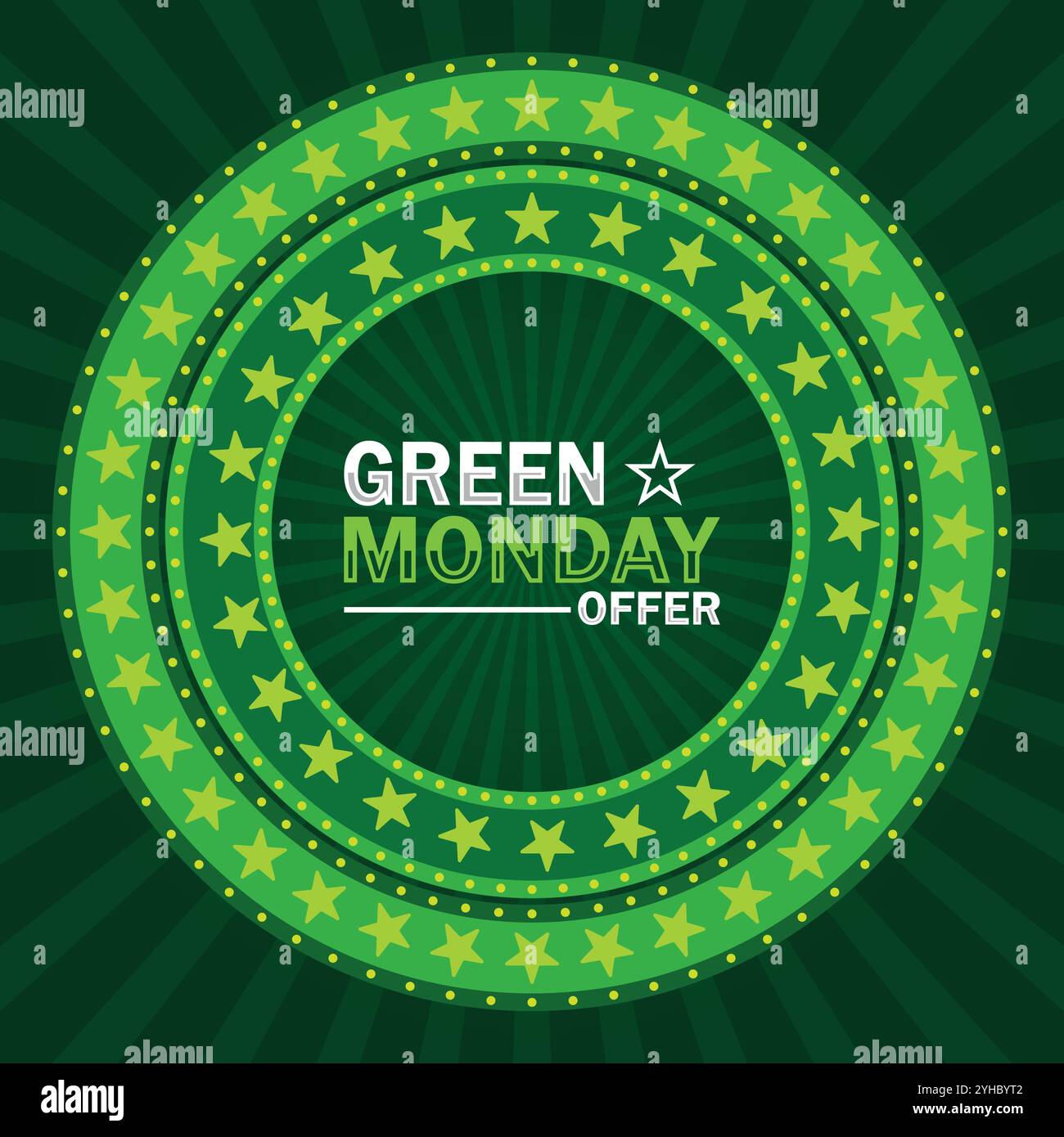 Offerta Green Monday. Concetto di vendita. Modello per sfondo, banner, scheda, poster con iscrizione di testo. Illustrazione moderna Illustrazione Vettoriale