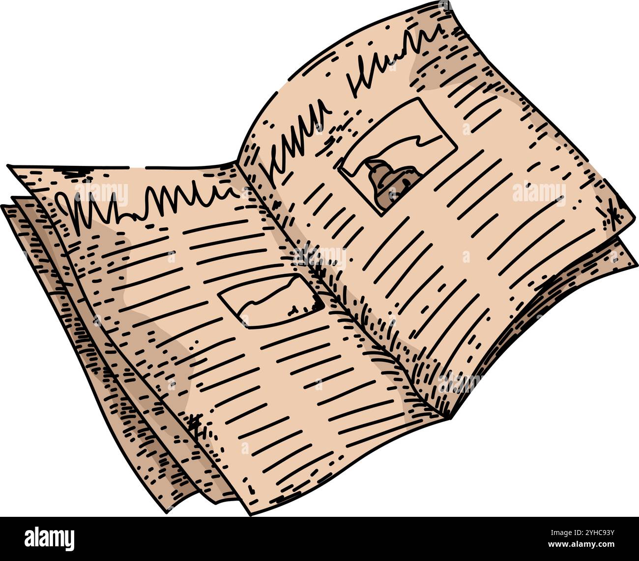 stampare il vecchio disegno di giornale disegnato a mano Illustrazione Vettoriale