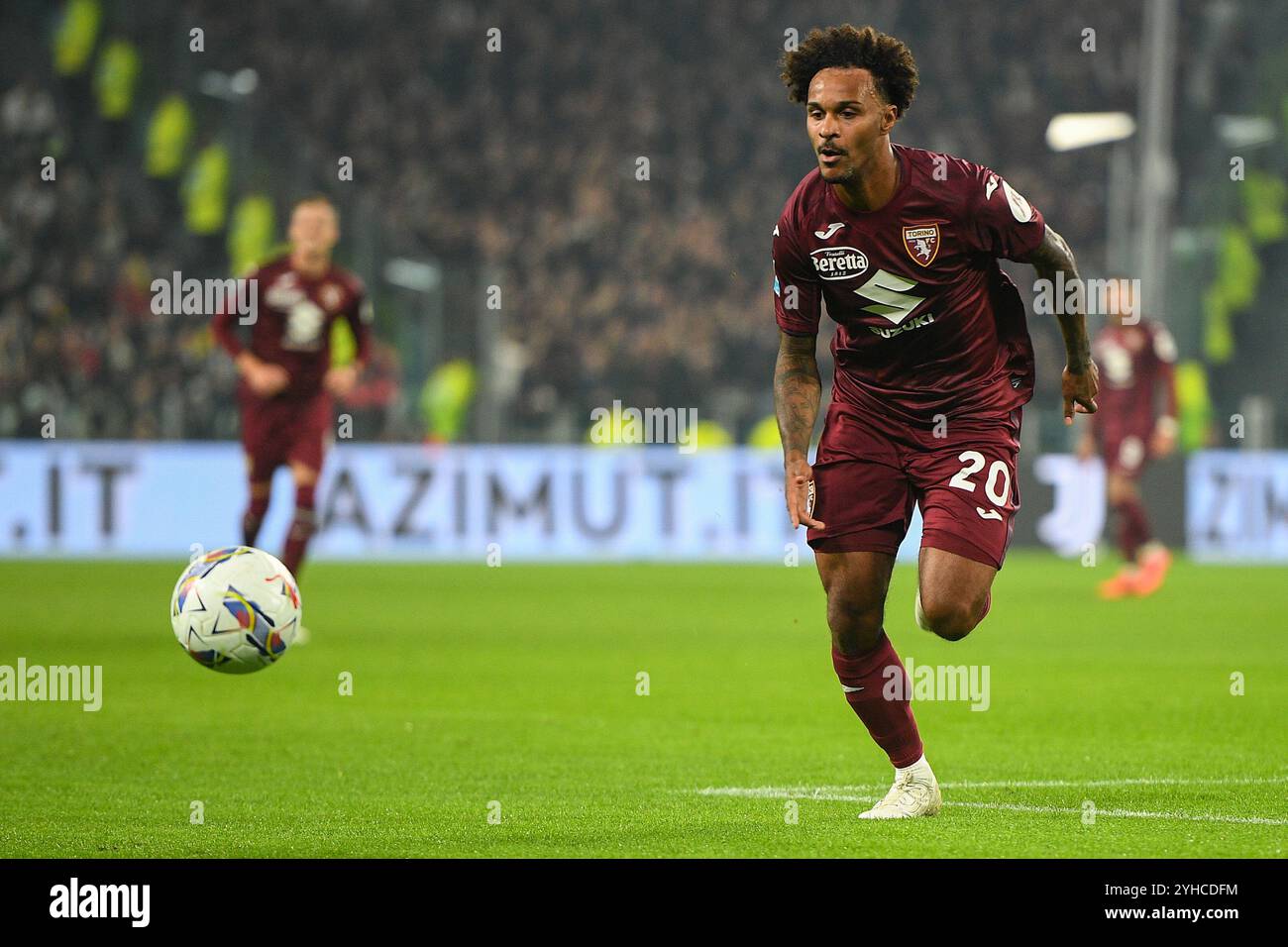 Valentino Lazaro del Torino durante la partita di serie A tra la Juventus e il Torino FC allo stadio Allianz il 9 novembre 2024 a Torino, Foto Stock