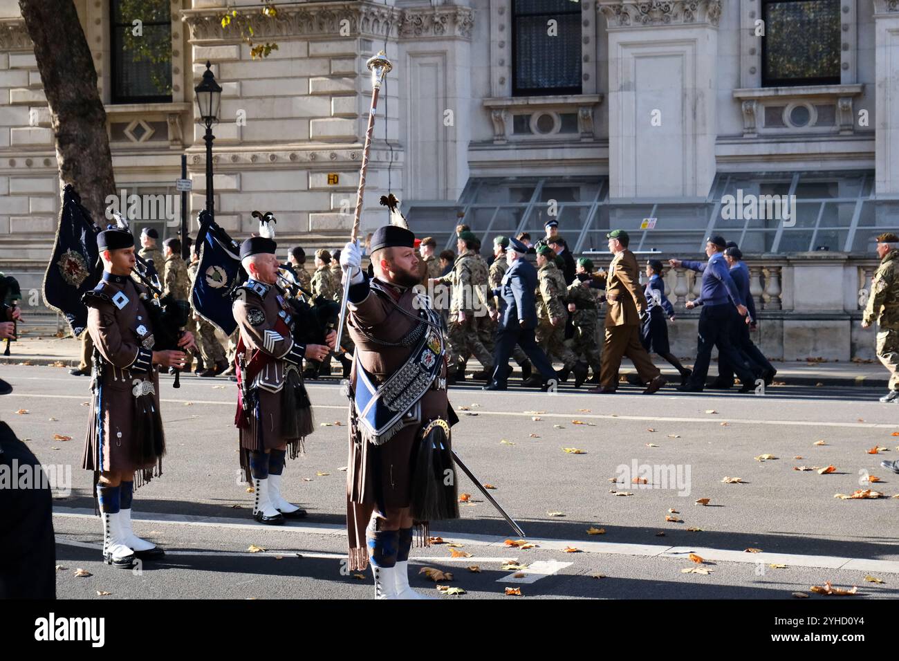 Cenotaph, Londra, Regno Unito. 11 novembre 2024. Il servizio annuale di commemorazione al Cenotafio alle ore 11.00, dell'11 novembre. Crediti: Matthew Chattle/Alamy Live News Foto Stock