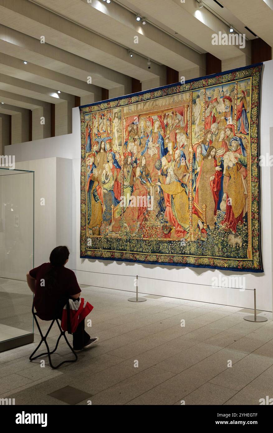 L'Adorazione degli arazzi dei Magi, scuola fiamminga, alla Royal Collections Gallery. Foto Stock