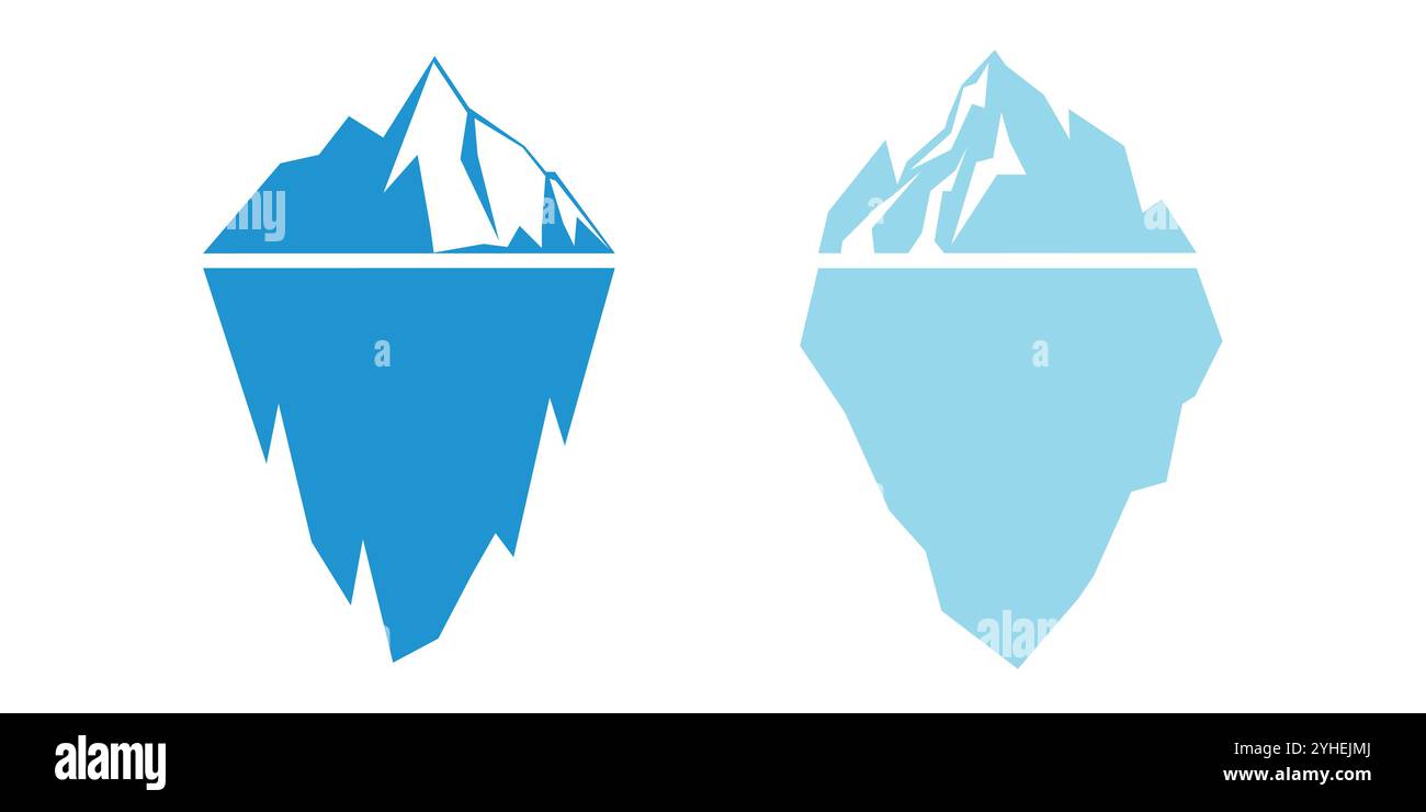 Immagine di un iceberg blu che mostra profondità nascoste e ghiacciate in un paesaggio artico. Illustrazione Vettoriale
