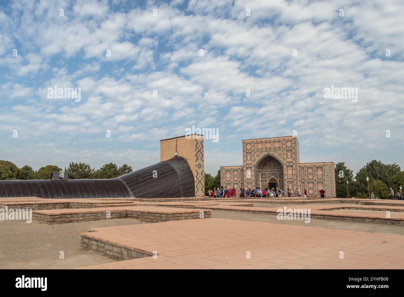 Ulugh Beg osservatorio, Samarcanda, sito Patrimonio Mondiale dell'UNESCO, Uzbekistan Foto Stock