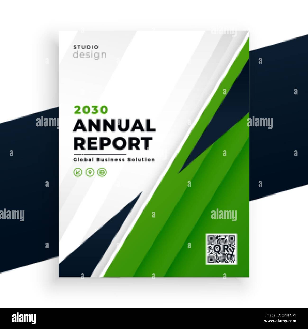 modello di business del volantino del rapporto annuale astratto verde geometrico Illustrazione Vettoriale