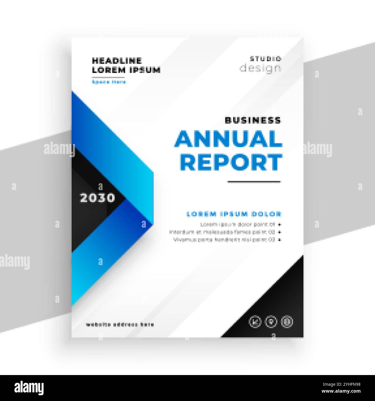 design del modello di presentazione del report annuale geometrico blu Illustrazione Vettoriale