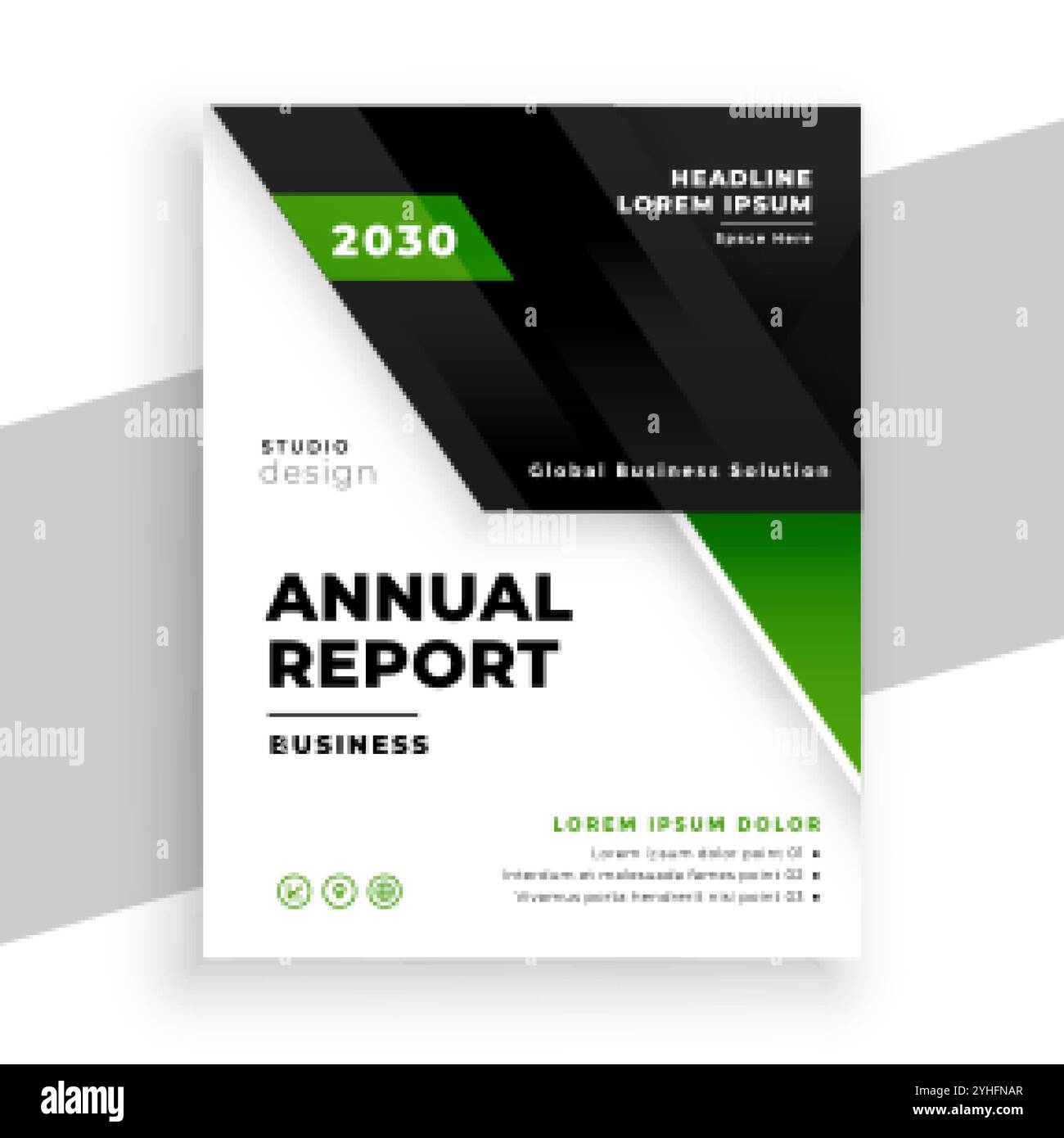 progettazione di modelli di report annuali per il business geometrico verde Illustrazione Vettoriale