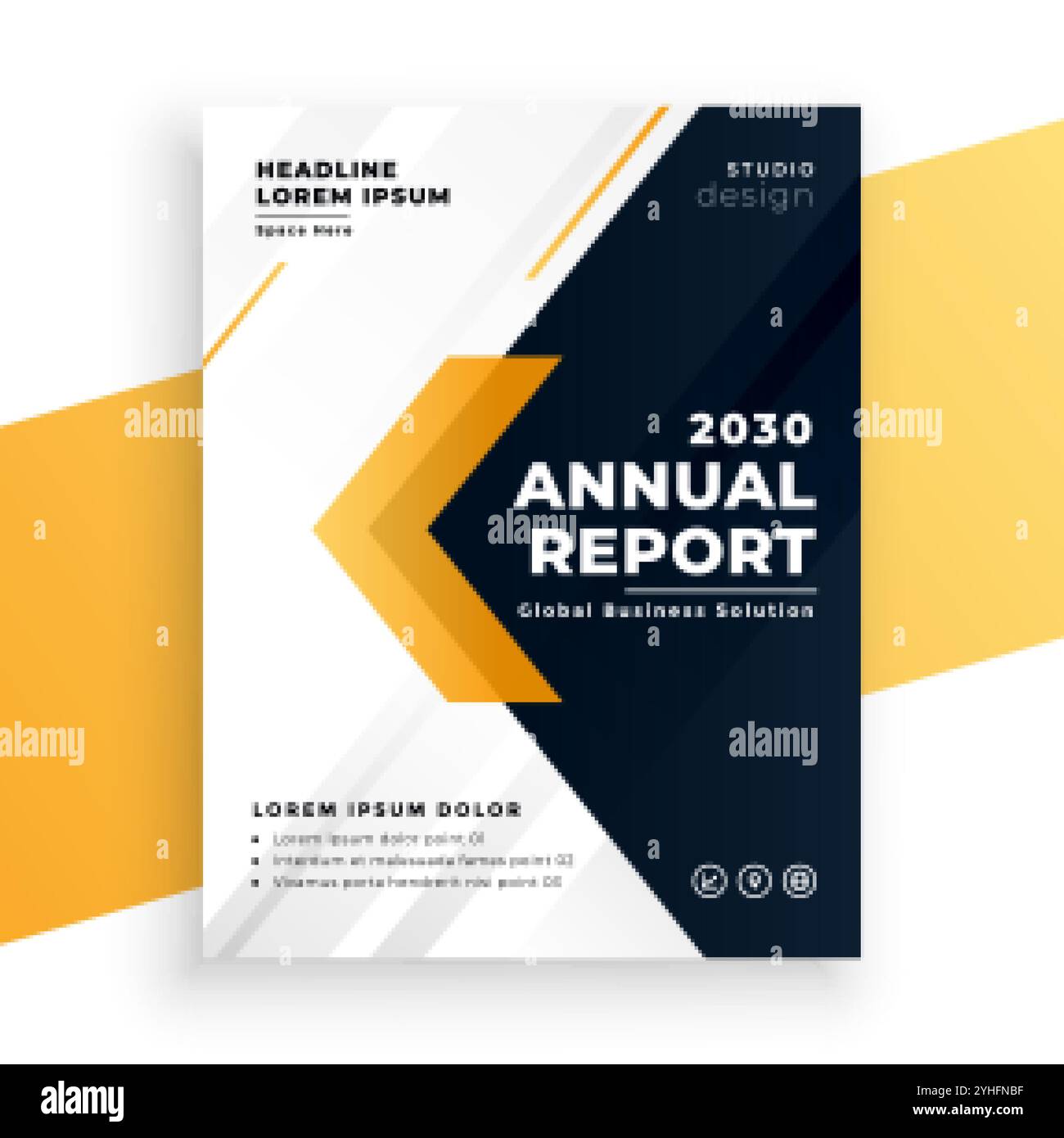 elegante modello di report annuale aziendale giallo Illustrazione Vettoriale