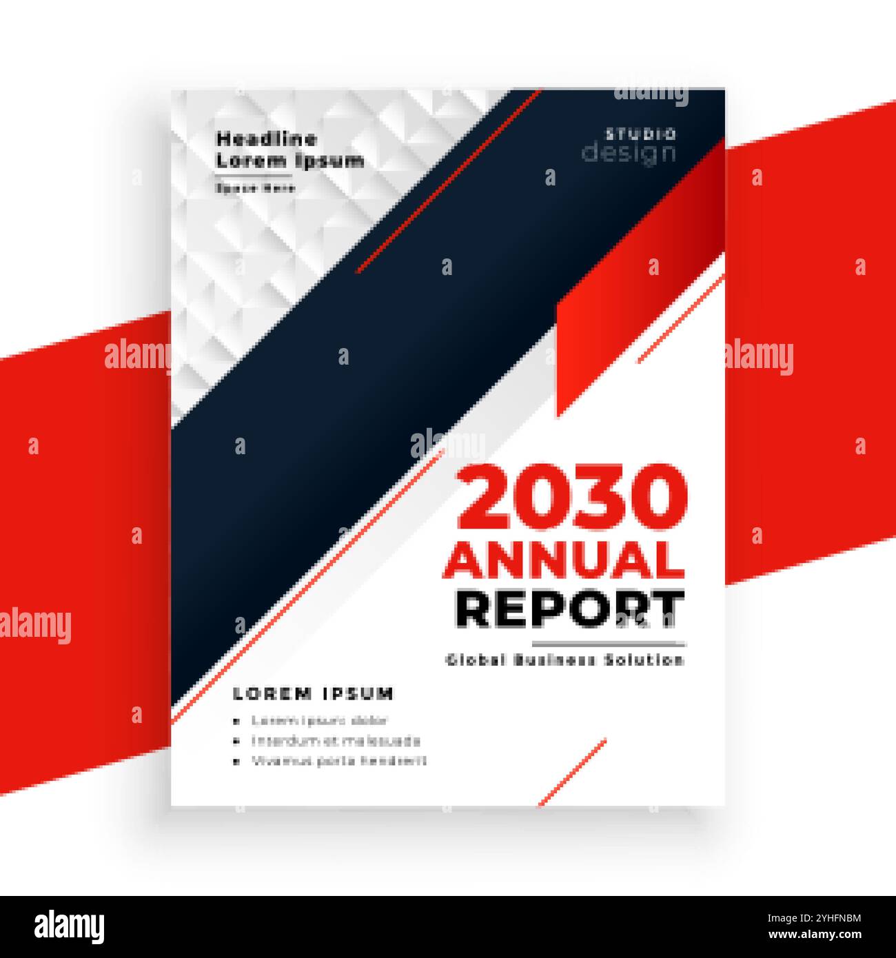 moderno modello di business report annuale rosso geometrico Illustrazione Vettoriale
