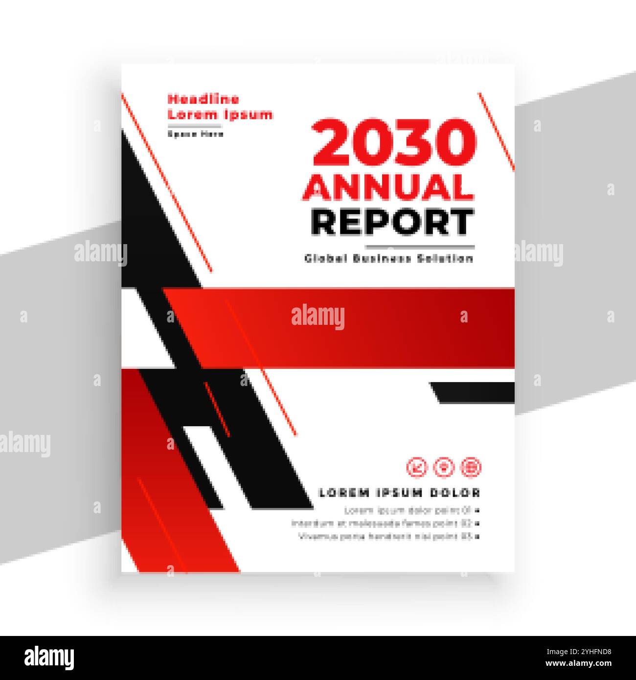 report annuale rosso modello professionale di progettazione brochure Illustrazione Vettoriale