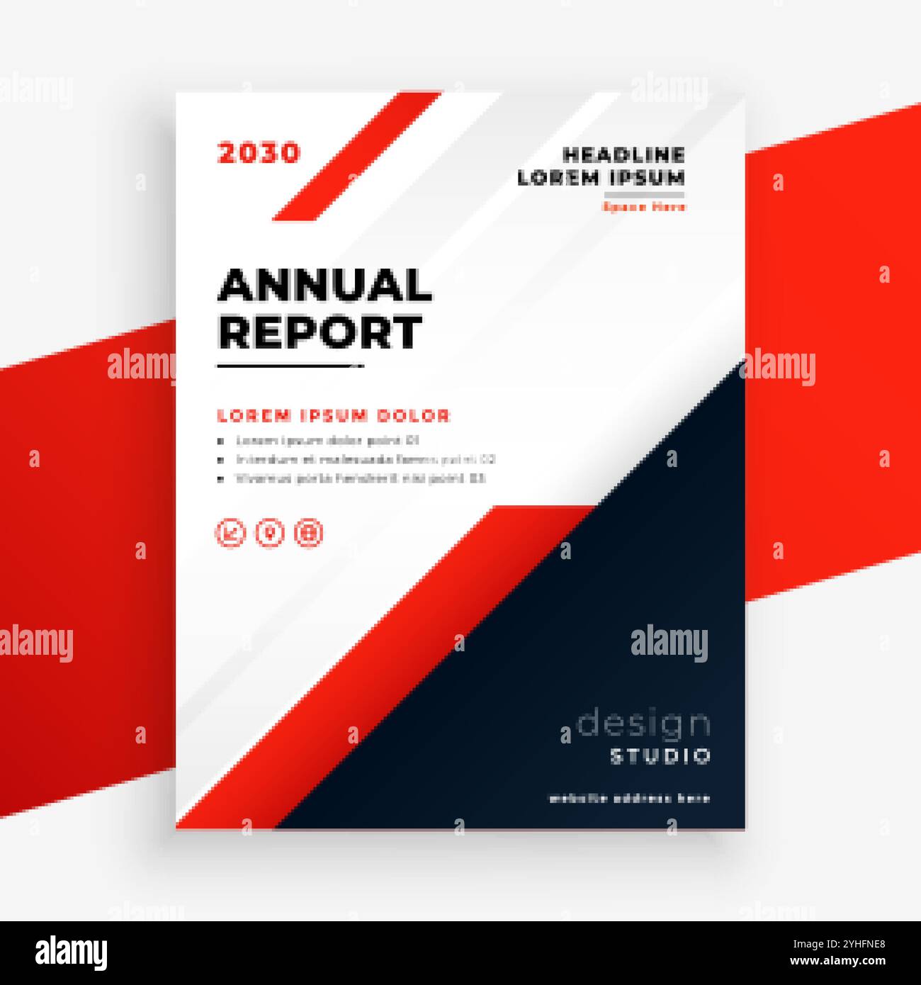 modello di rapporto annuale del volantino commerciale a tema rosso Illustrazione Vettoriale