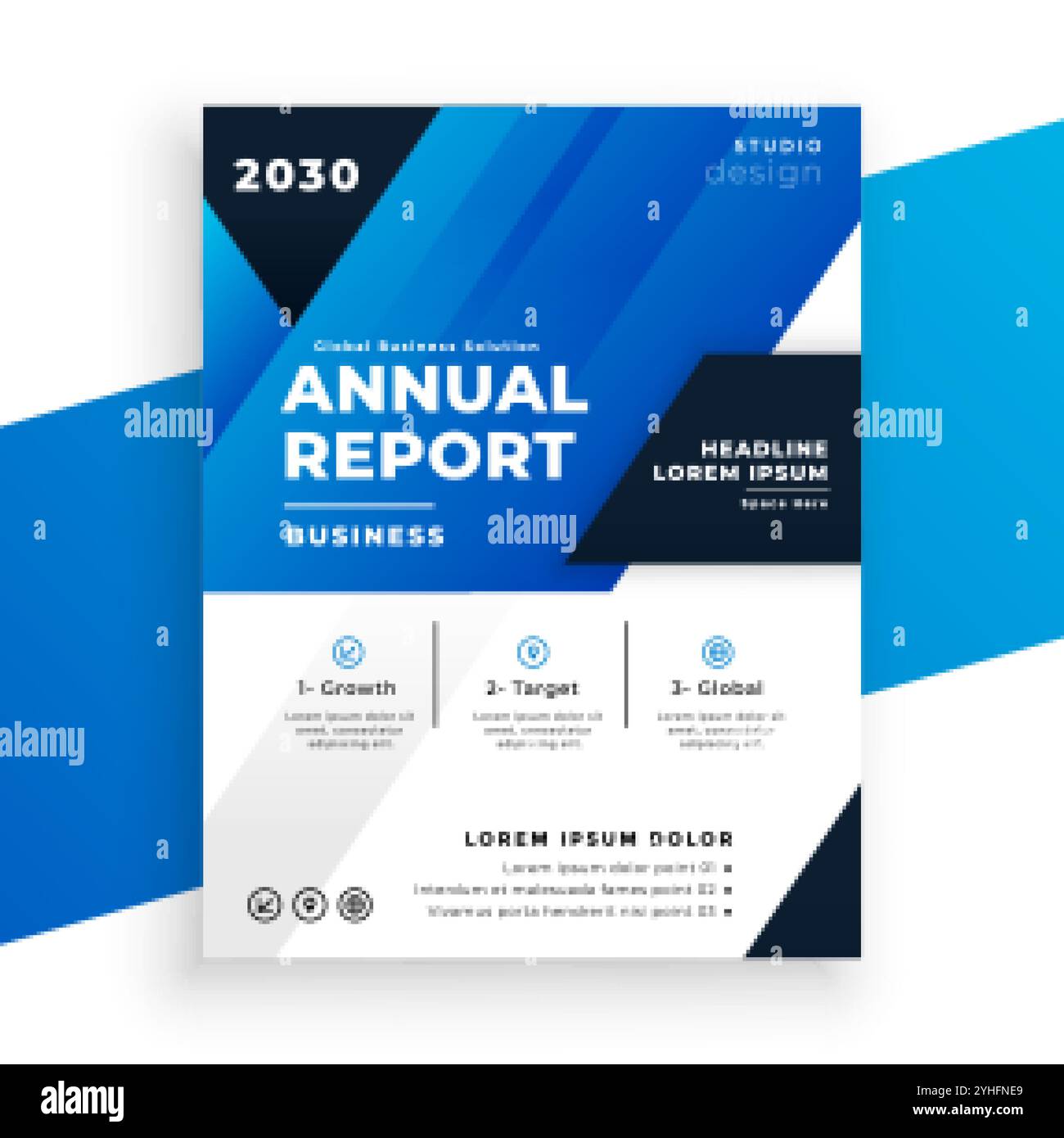 modello di rapporto annuale blu astratto in stile geometrico Illustrazione Vettoriale