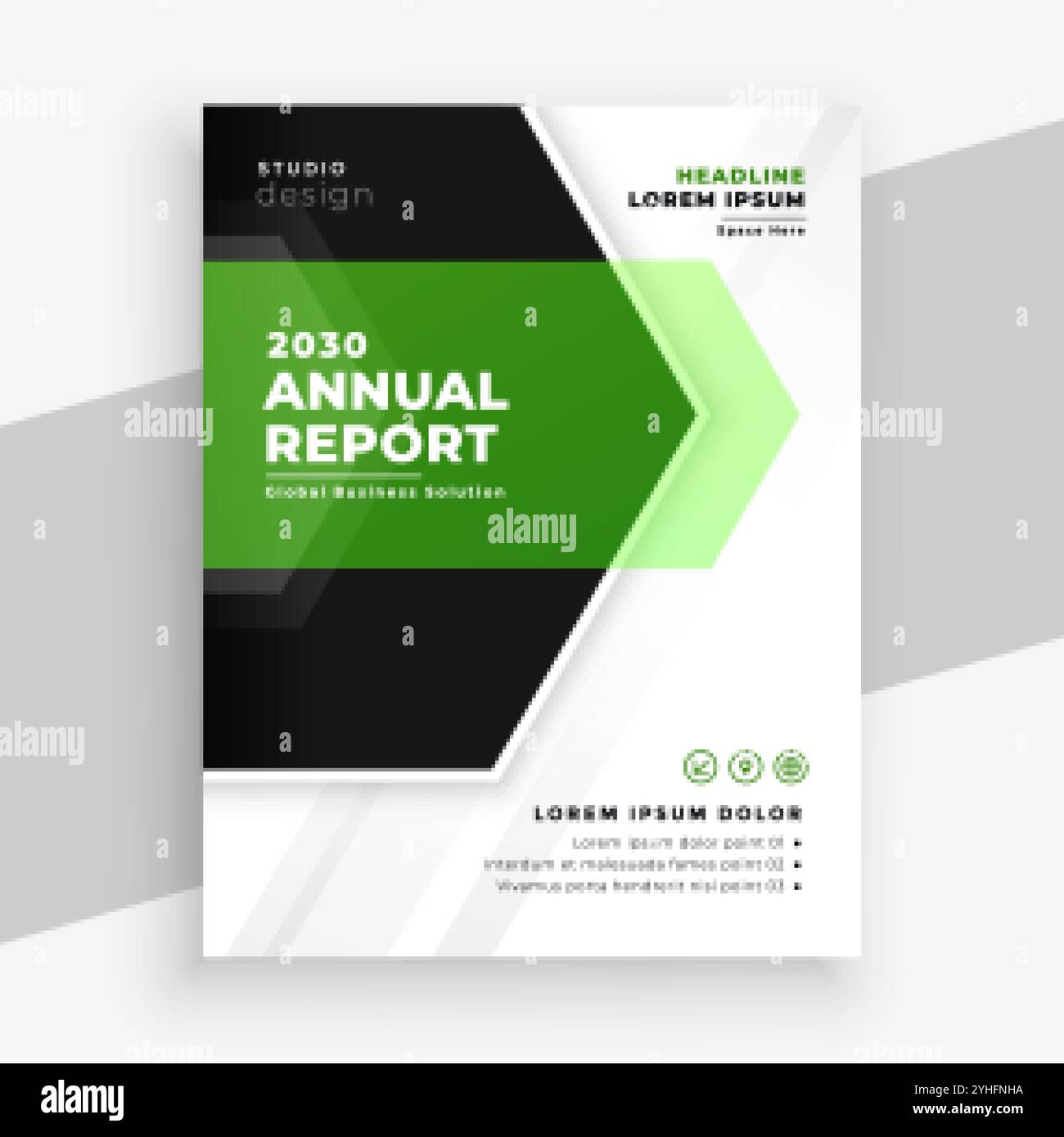 moderno modello di volantino verde annuale per il rapporto aziendale Illustrazione Vettoriale