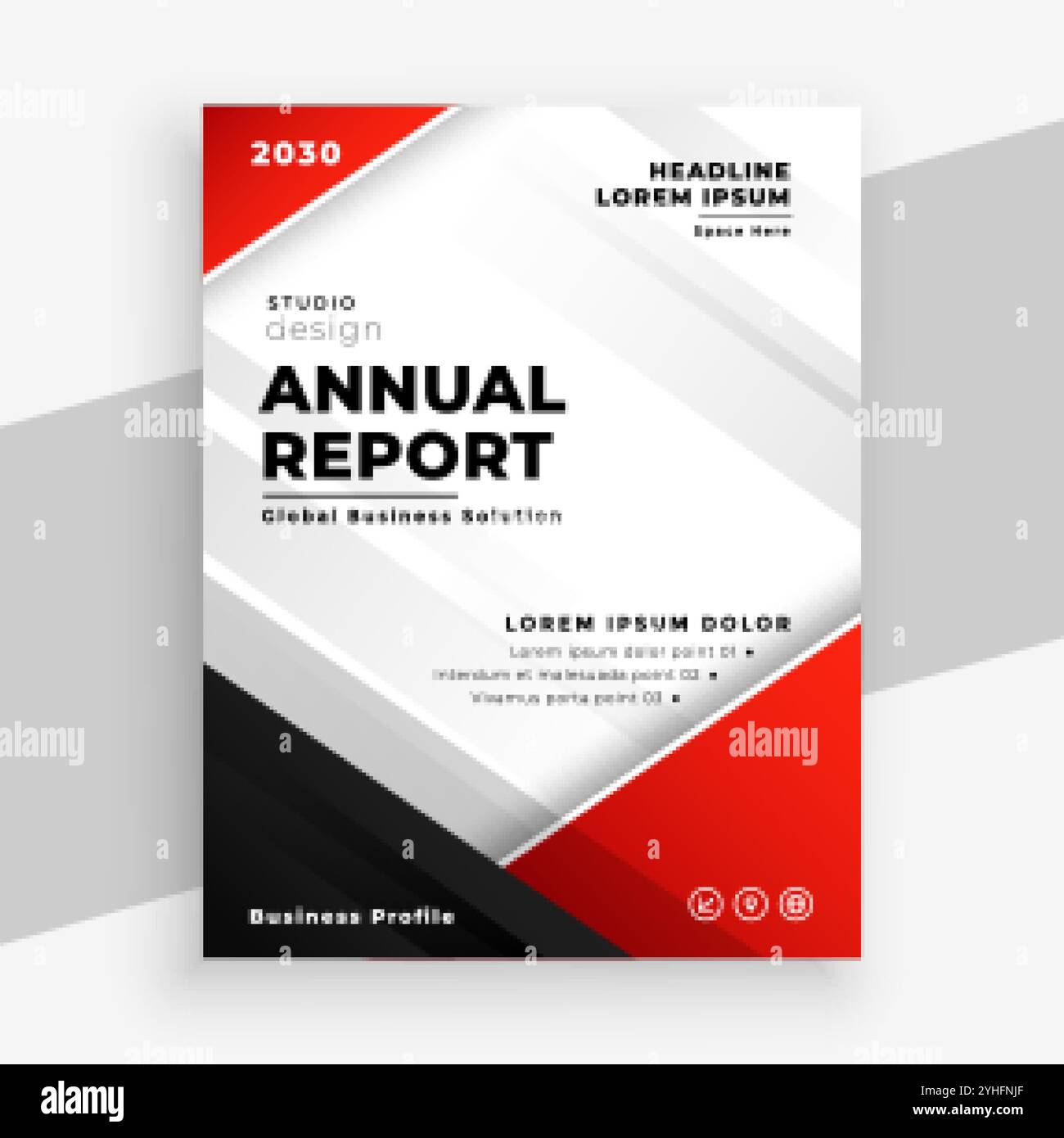 elegante modello di opuscolo sul rapporto annuale rosso per le aziende Illustrazione Vettoriale