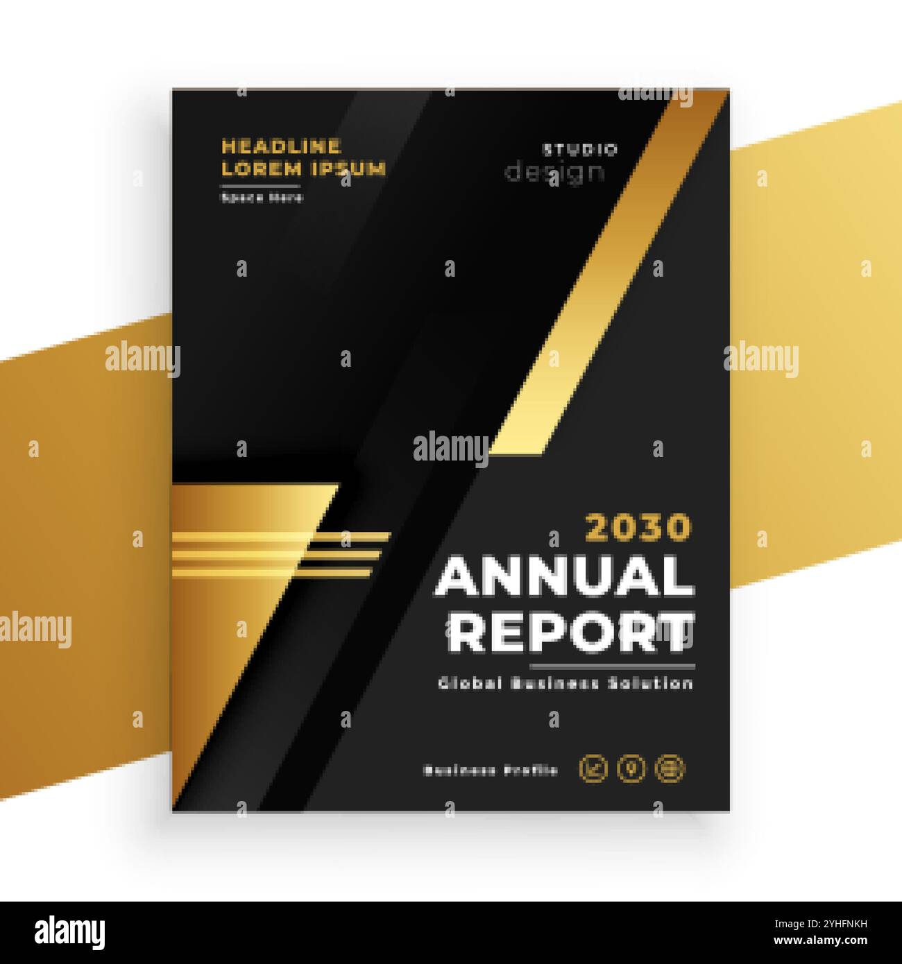 nero e oro moderno rapporto annuale brichure modello Illustrazione Vettoriale