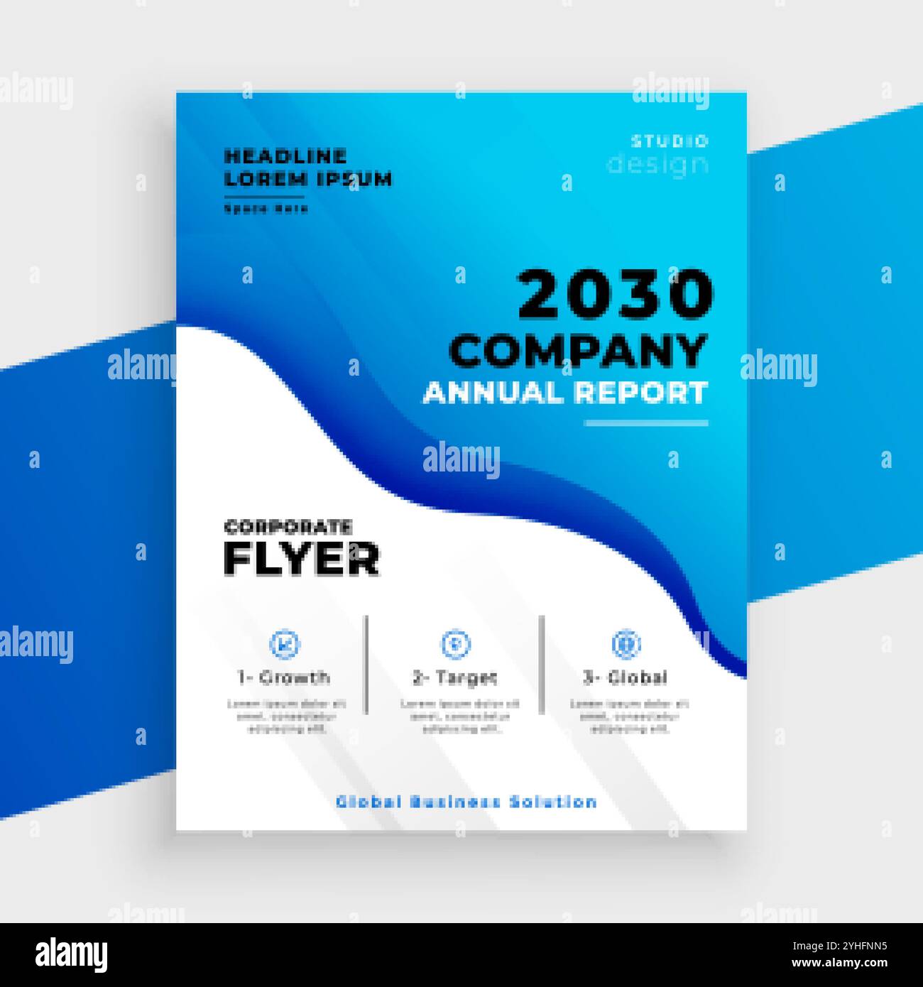 progettazione di modelli di report annuali di business abstract blu Illustrazione Vettoriale