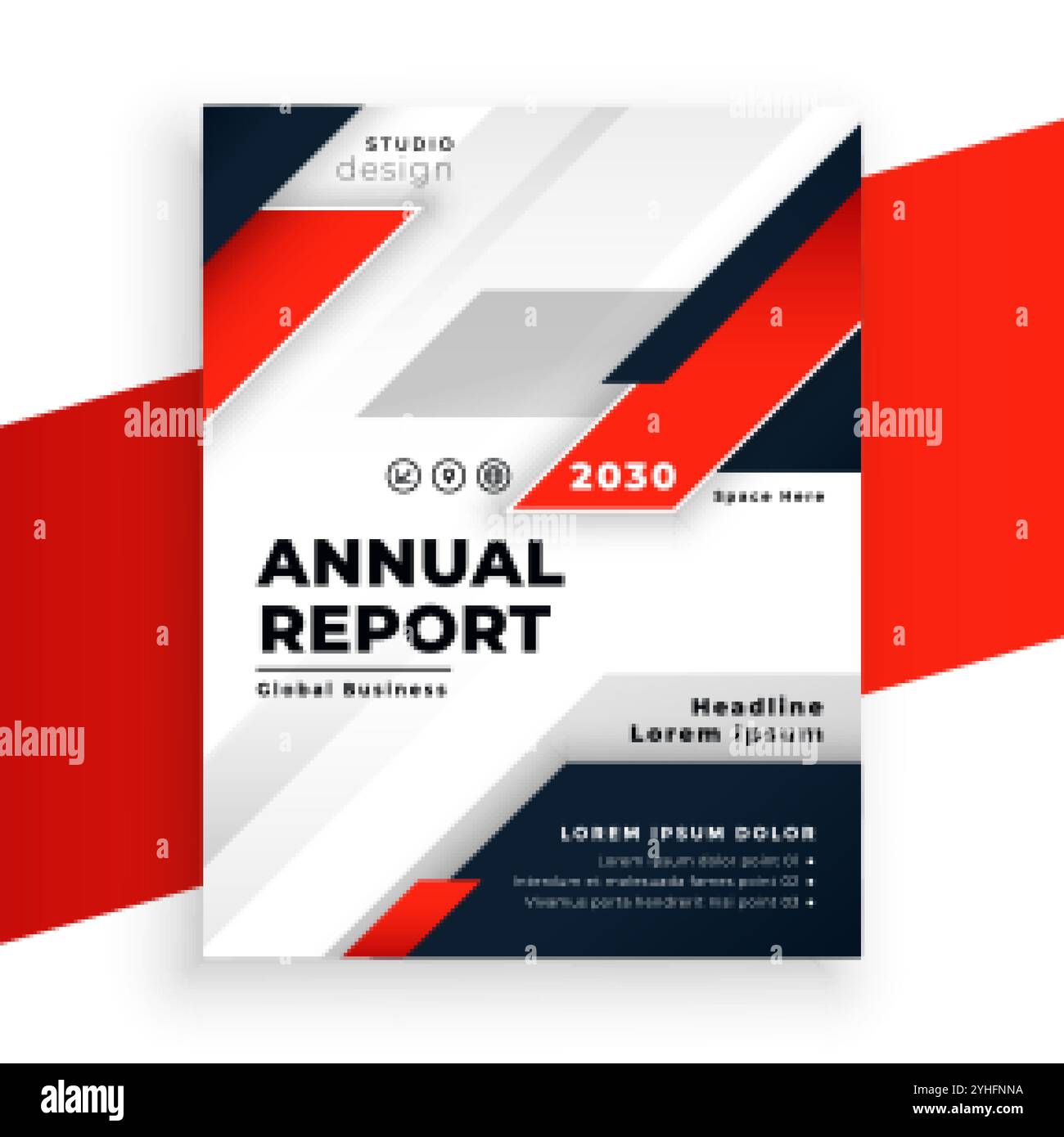 modello di rapporto annuale abstract red corporate flyer Illustrazione Vettoriale