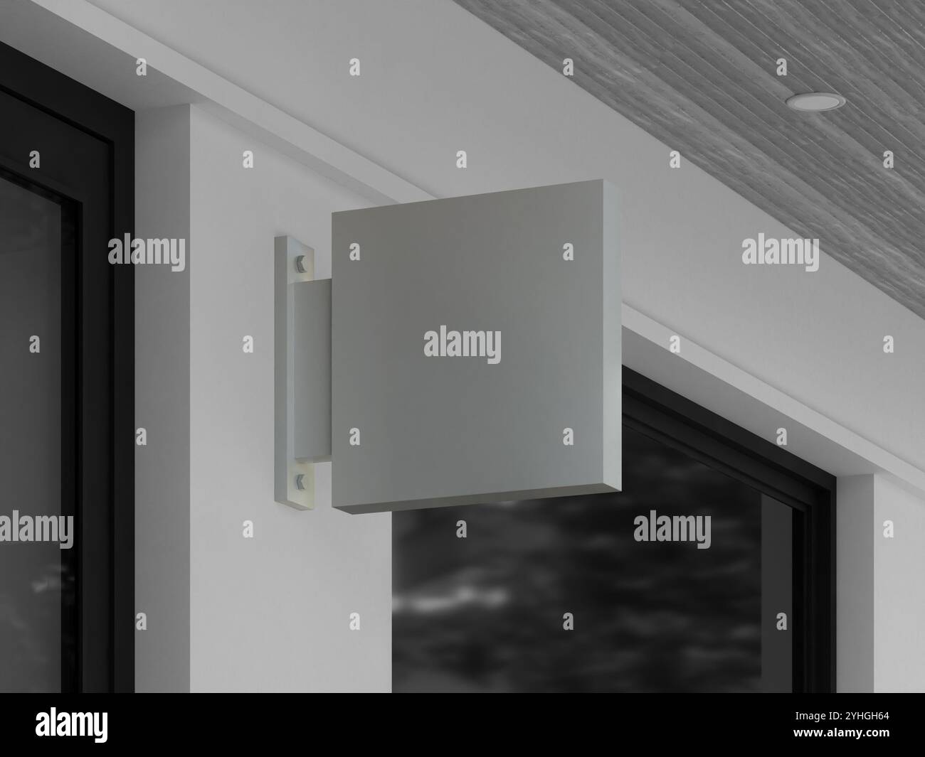 Mockup con insegne quadrate vuote con sfondo architettonico realistico Foto Stock