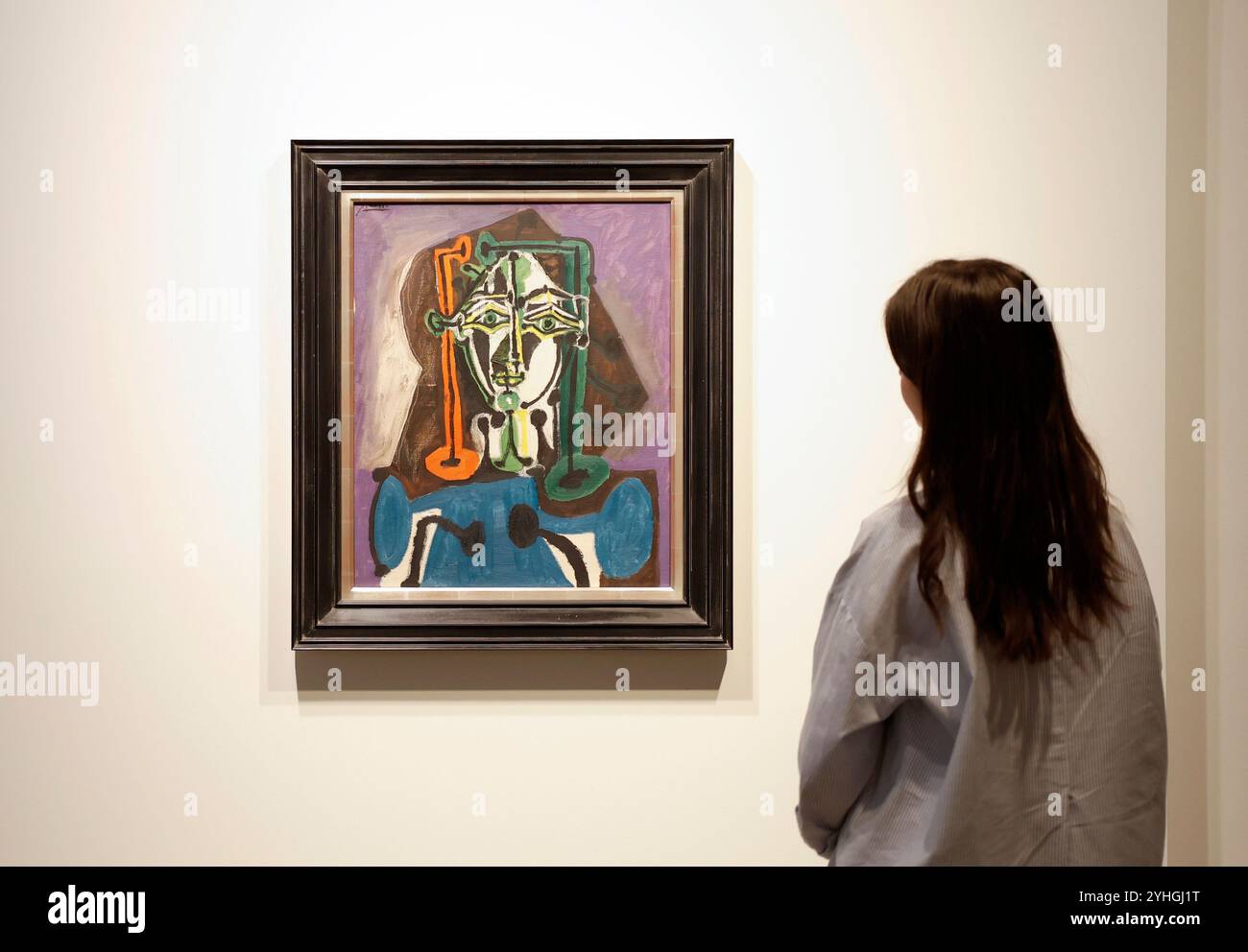 New York, Stati Uniti. 11 novembre 2024. Pablo Picasso, Buste de femme, 1949 è in mostra come parte della Modern Evening Auction quando Sotheby's ospita un'anteprima mediatica per il New York Marquee Sales lunedì 11 novembre 2024 a New York City. Foto di John Angelillo/UPI credito: UPI/Alamy Live News Foto Stock
