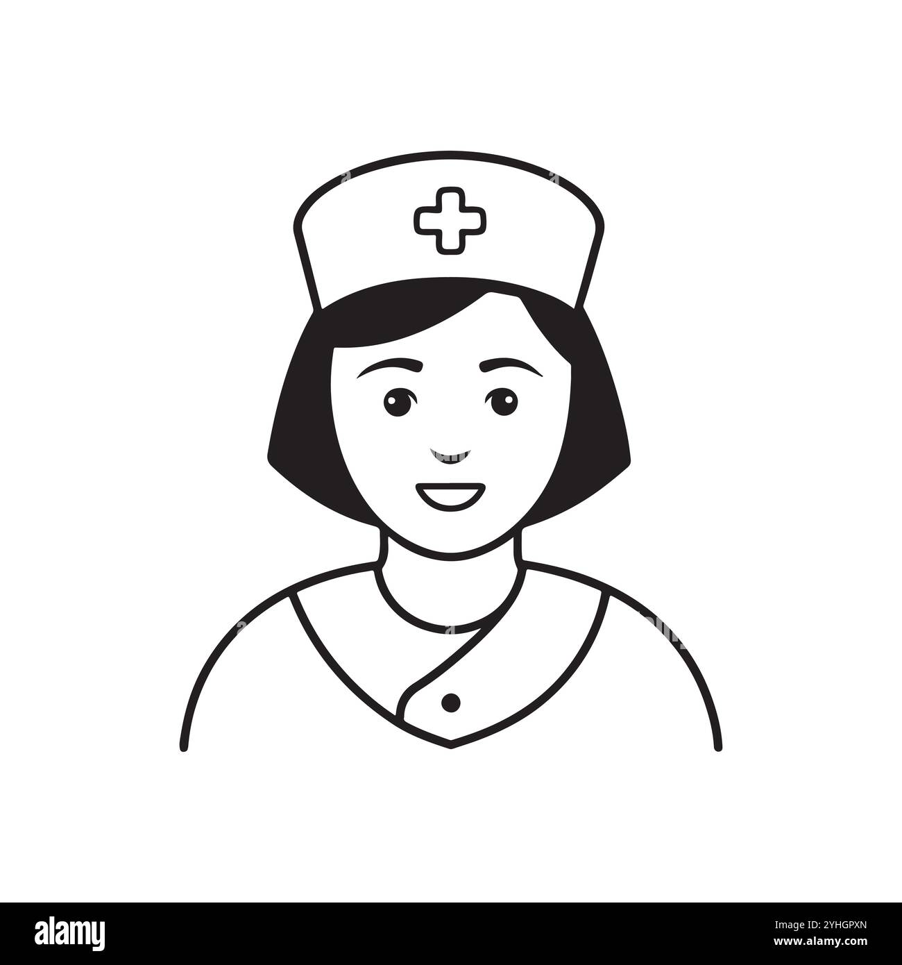 Icona infermiere in stile linea. Contorno icona infermiere medico, linea sottile infermiere nera, illustrazione linea isolata vettore. Illustrazione Vettoriale