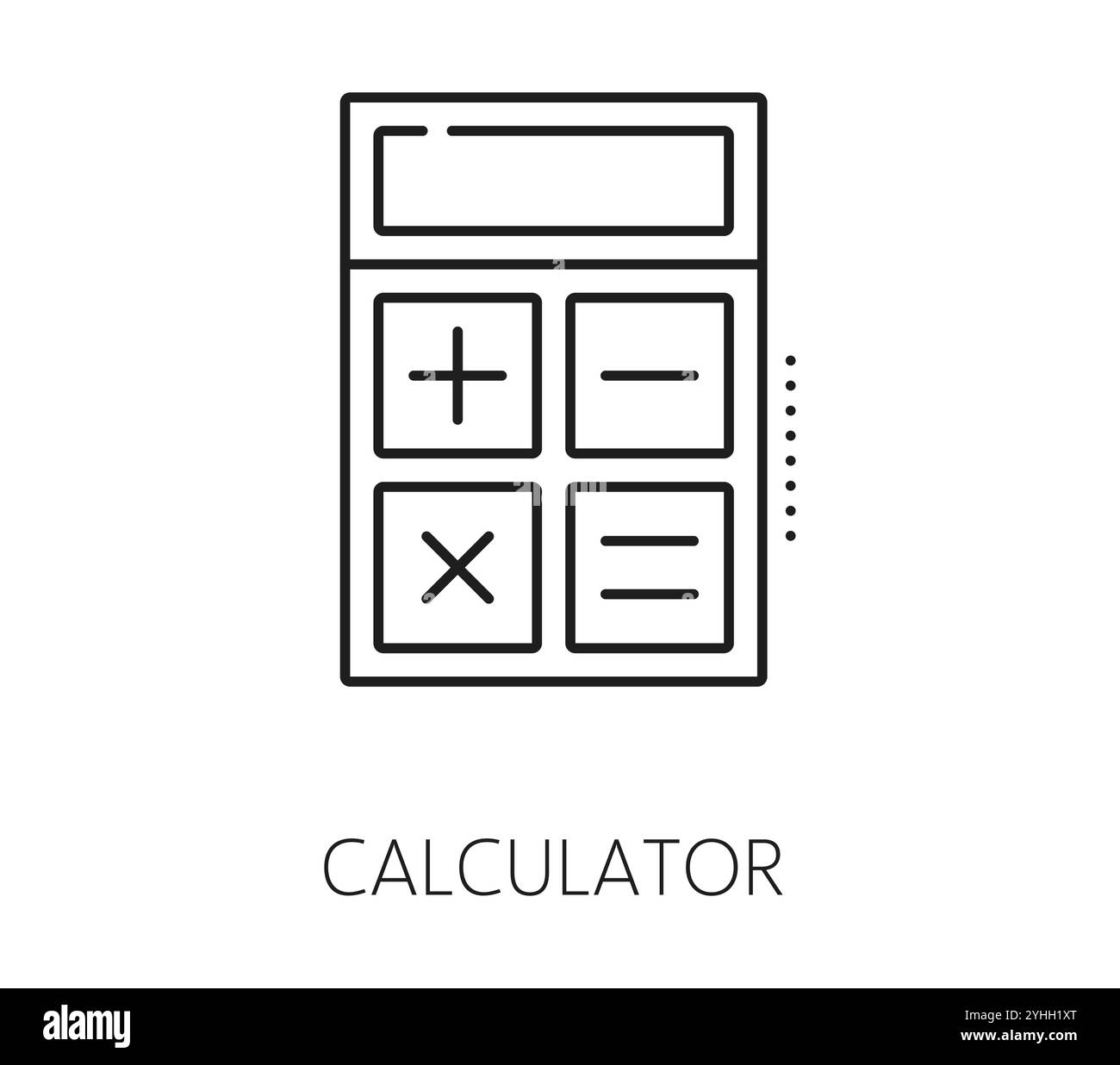 Icona di analisi e analisi dei dati del calcolatore per statistiche web o informatica dei siti web, vettore lineare. Icona del calcolatore di analisi dei dati per la programmazione digitale e l'analisi dei dati Internet del software delle app Illustrazione Vettoriale