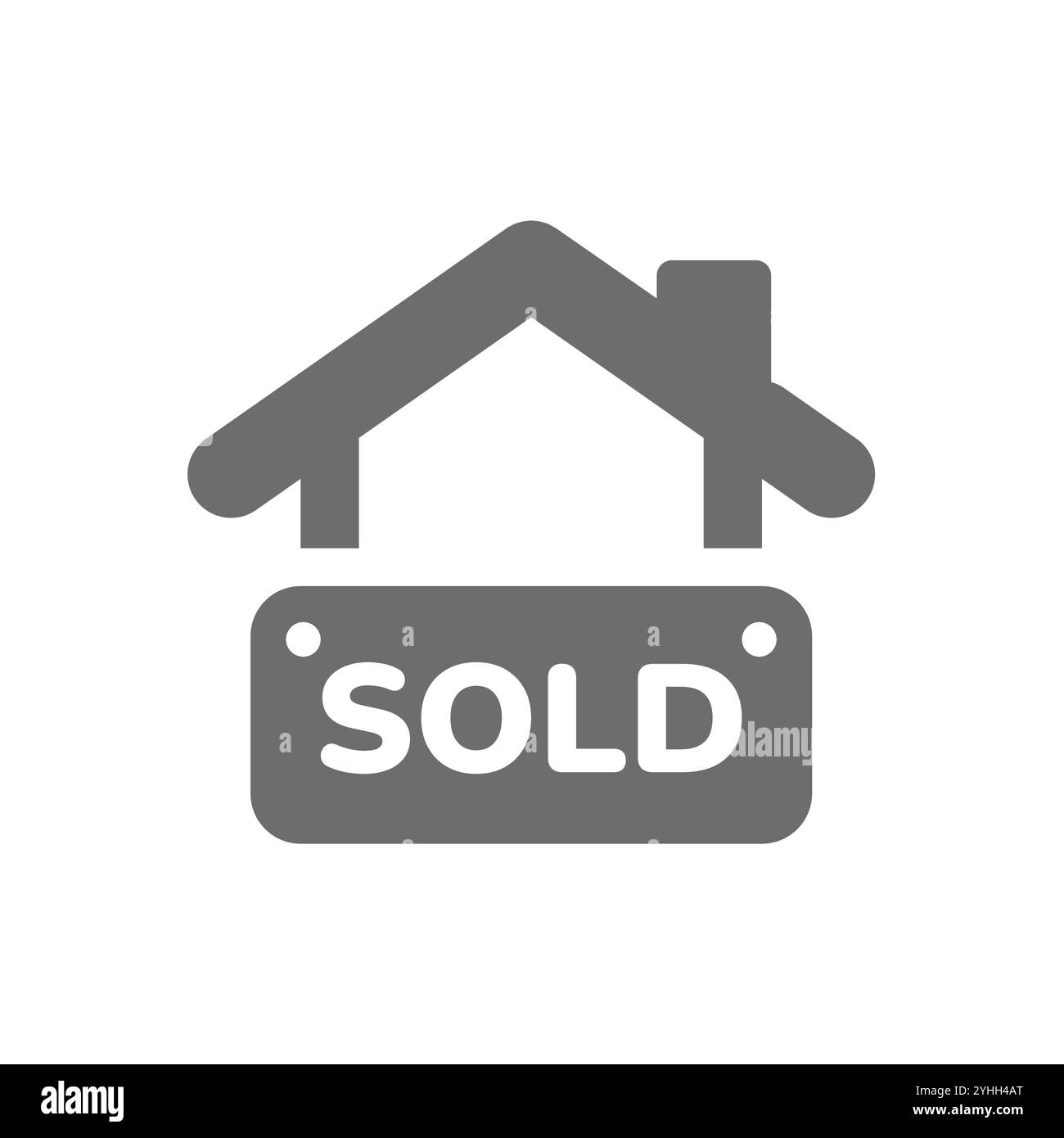 Icona vettoriale del segnale casa venduta. Immobiliare, simbolo di case. Illustrazione Vettoriale