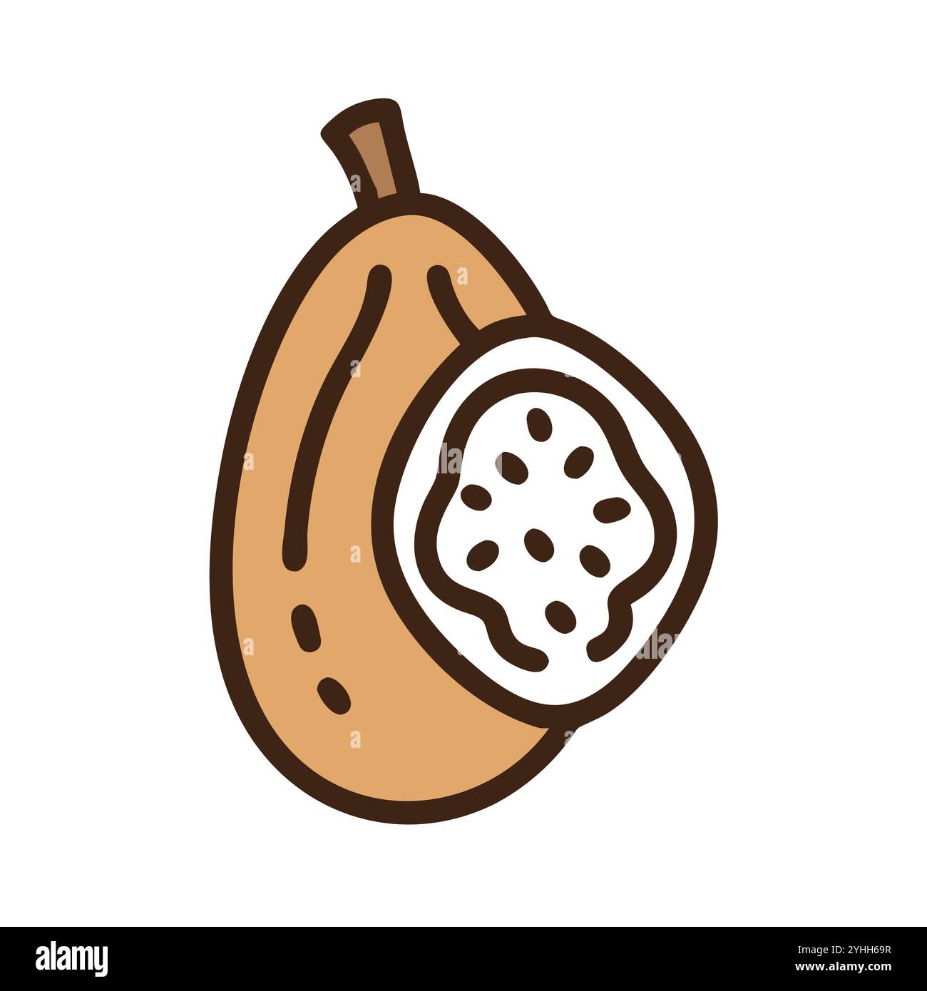 semplice illustrazione vettoriale di un frutto di baobab, in uno stile semplice e pulito, adatto a temi alimentari e di salute. illustrazione fruit flat. Illustrazione Vettoriale