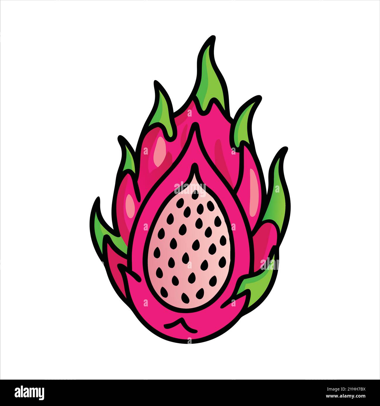 semplice illustrazione vettoriale di un frutto di drago, in uno stile semplice e pulito, adatto a temi di cibo e salute. illustrazione fruit flat. Illustrazione Vettoriale