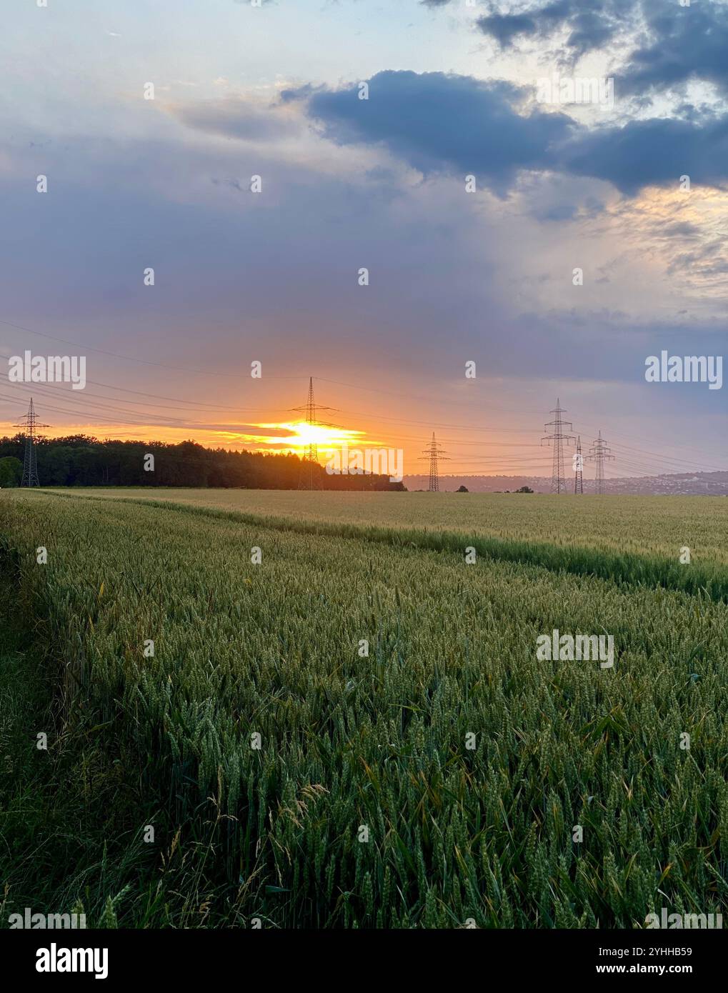 Paesaggio al tramonto in Germania - Immagine stock catturata con smartphone