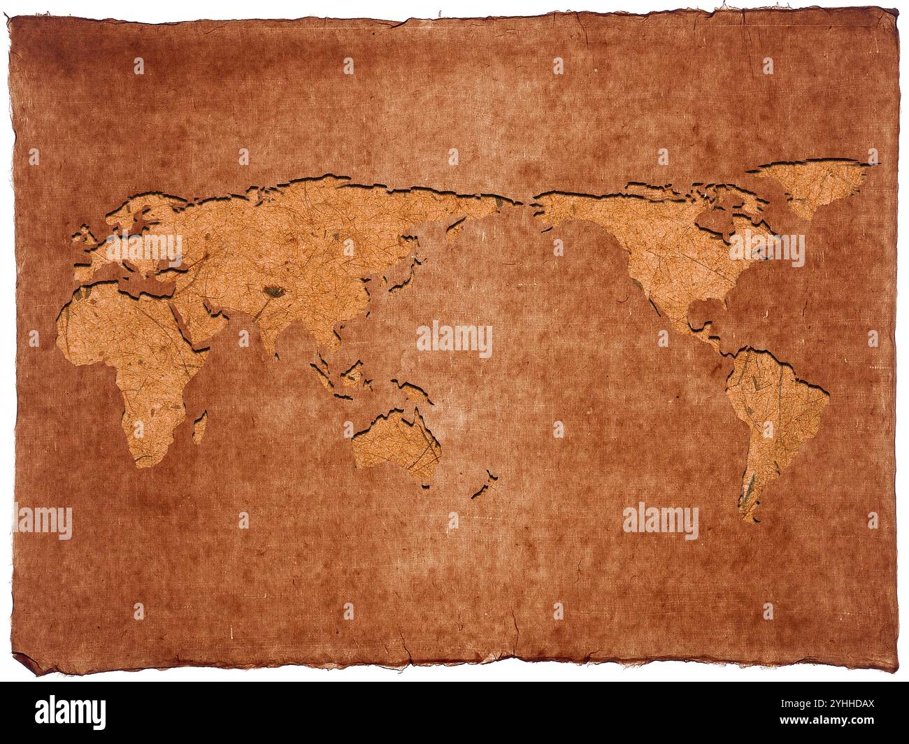 Sfondo di carta giapponese scavato sulla mappa del mondo Foto Stock