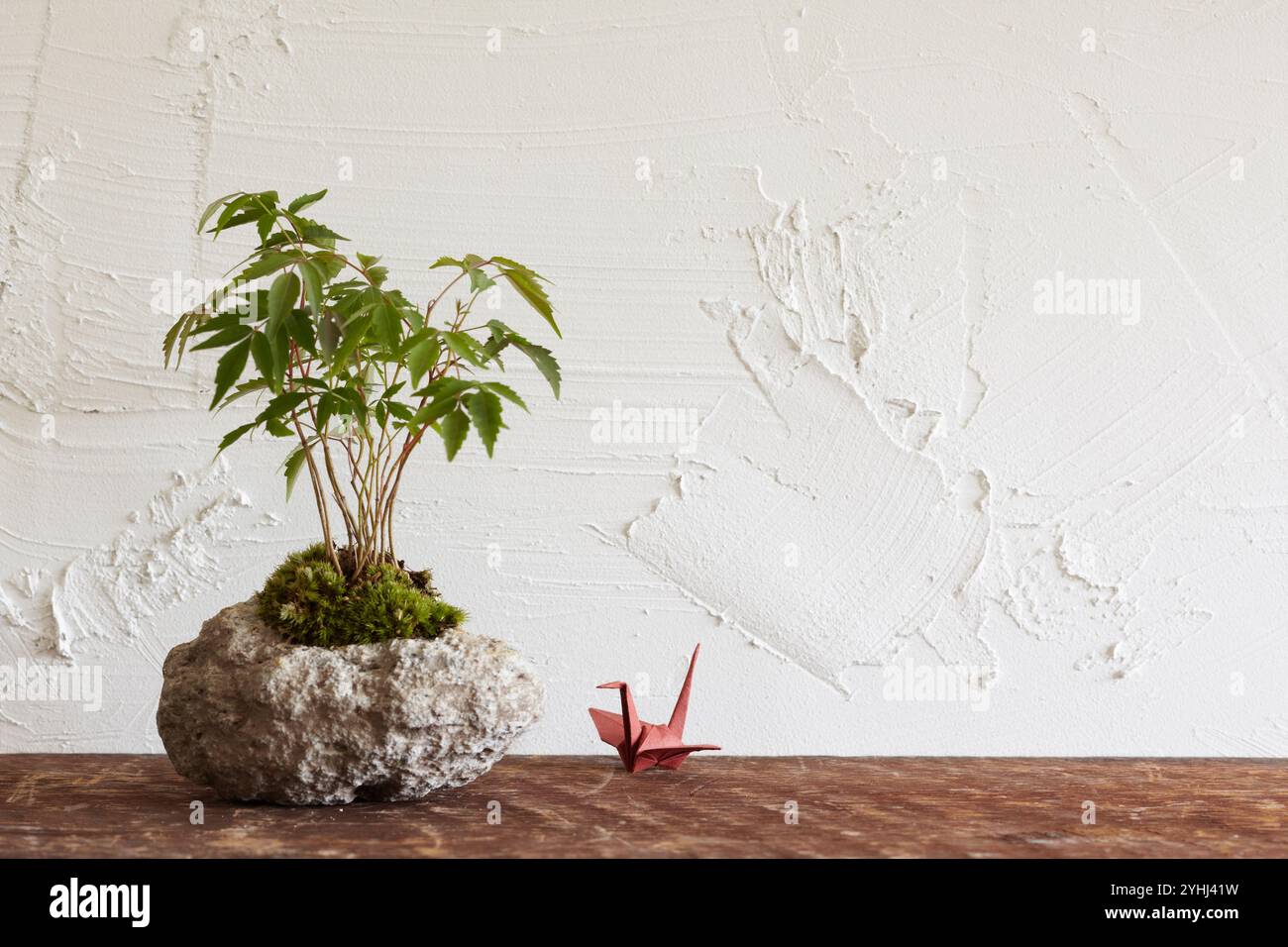 Gru bonsai e origami Foto Stock