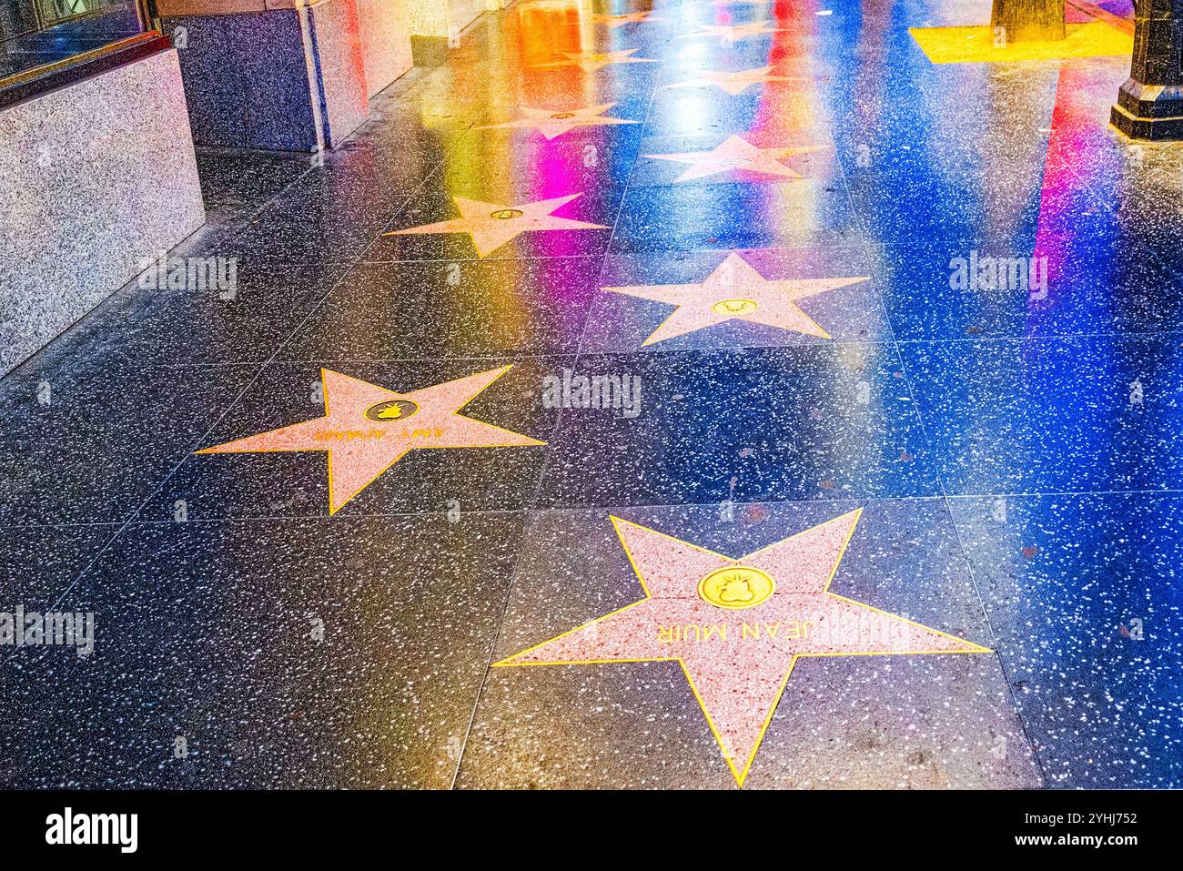 Viale delle Stelle con i nomi di personaggi famosi degli Stati Uniti. Foto Stock